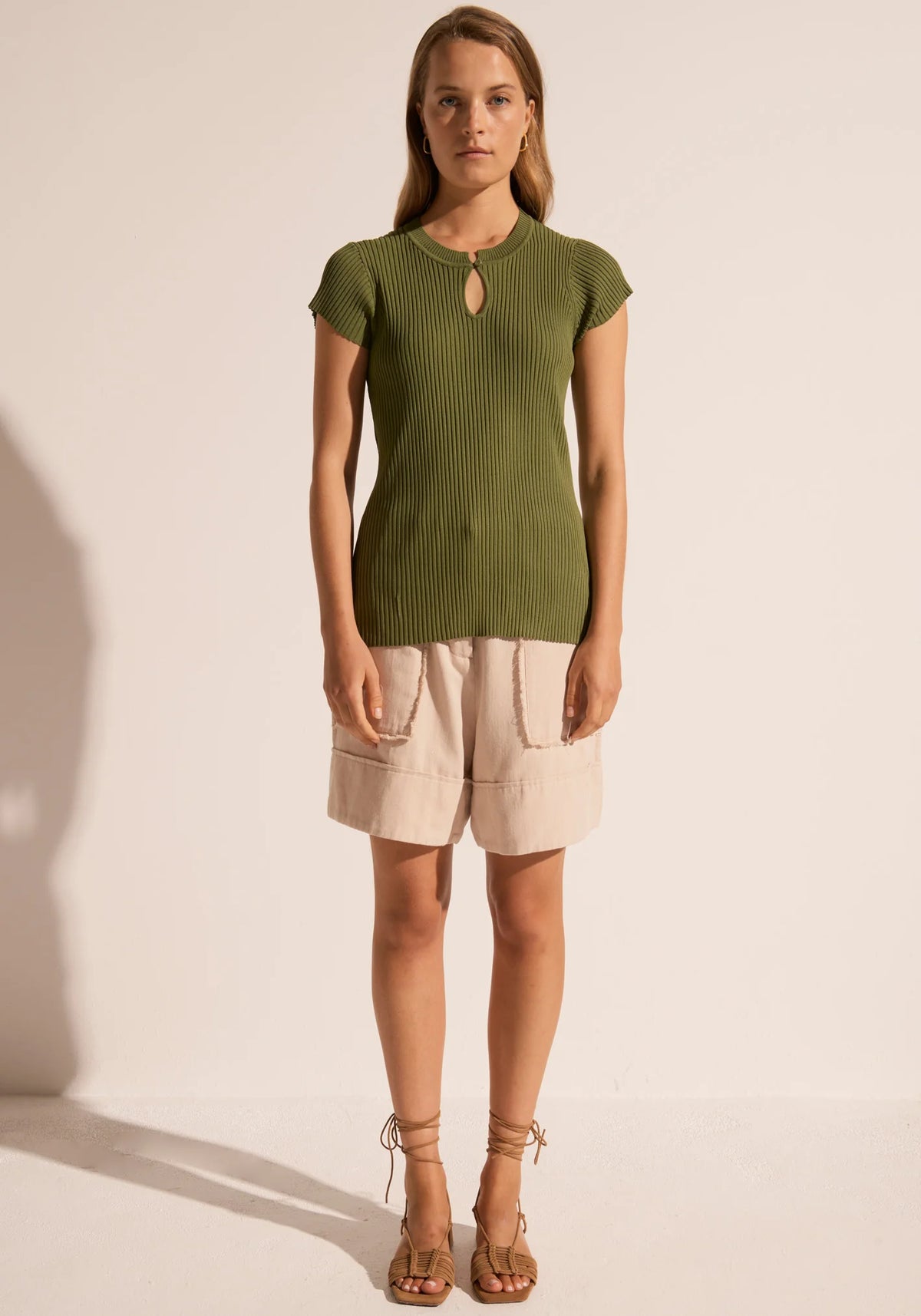 50% OFF - Pol Clothing - Milla Knit Tee - Khaki