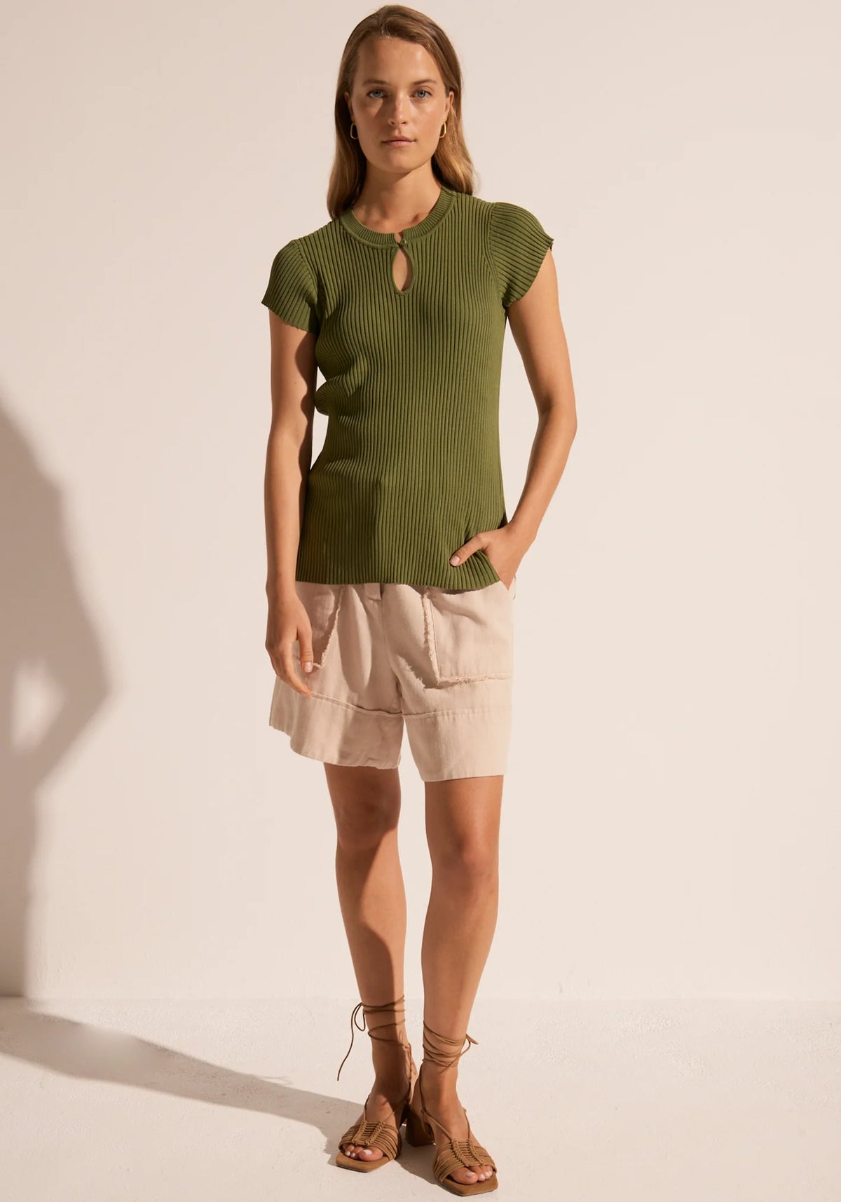 50% OFF - Pol Clothing - Milla Knit Tee - Khaki