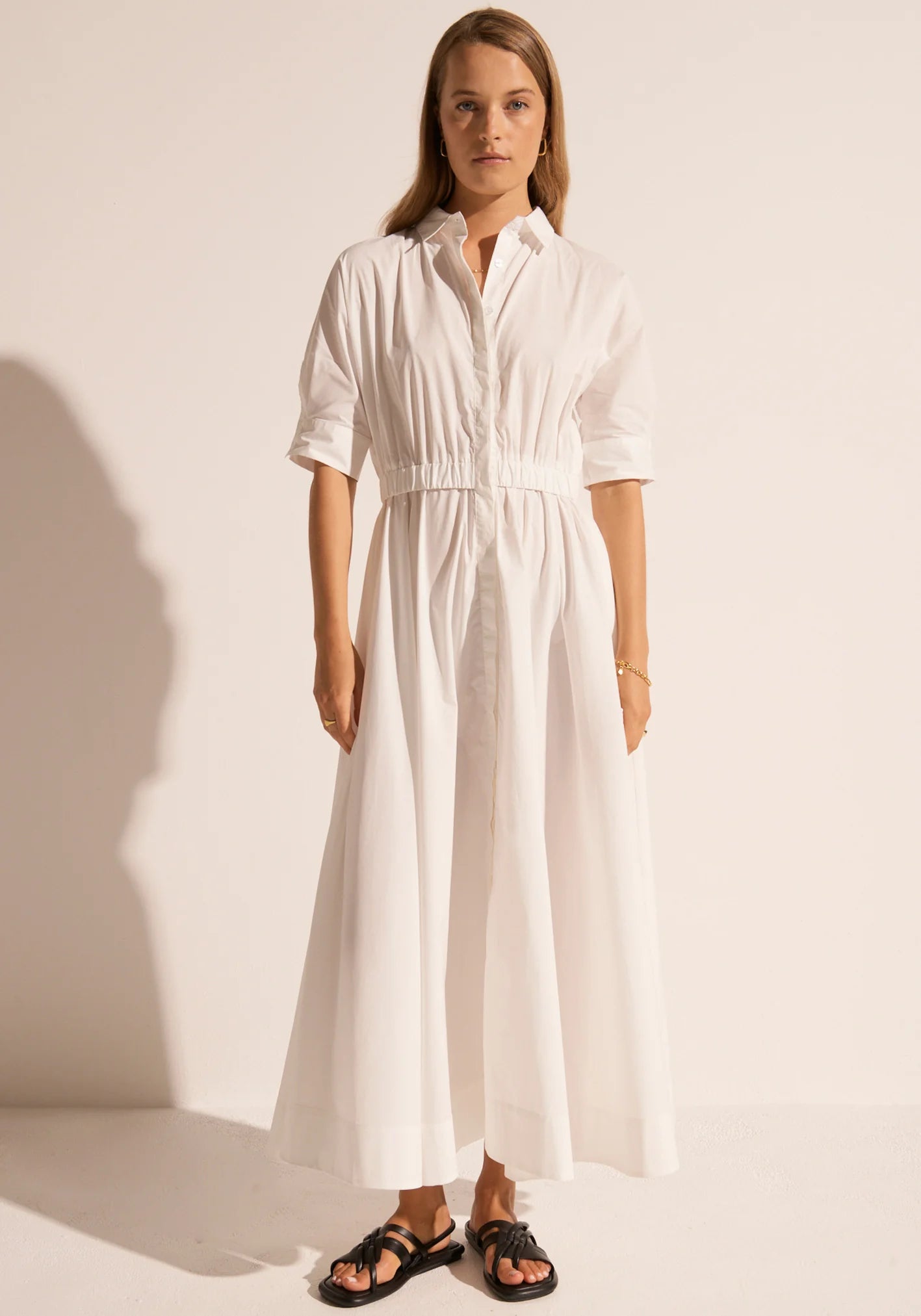 POL Clothing - Toya Maxi Shirt Dress - White