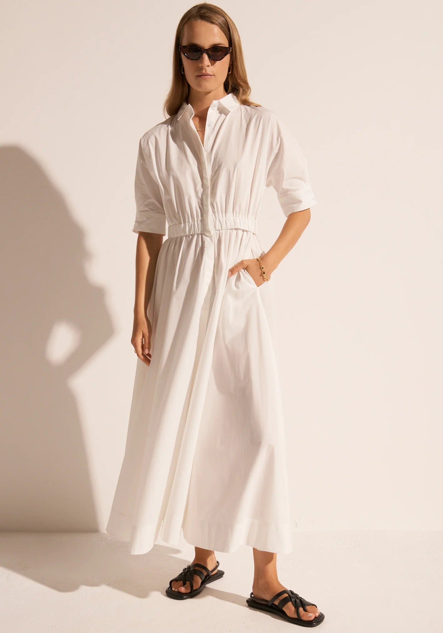 POL Clothing - Toya Maxi Shirt Dress - White