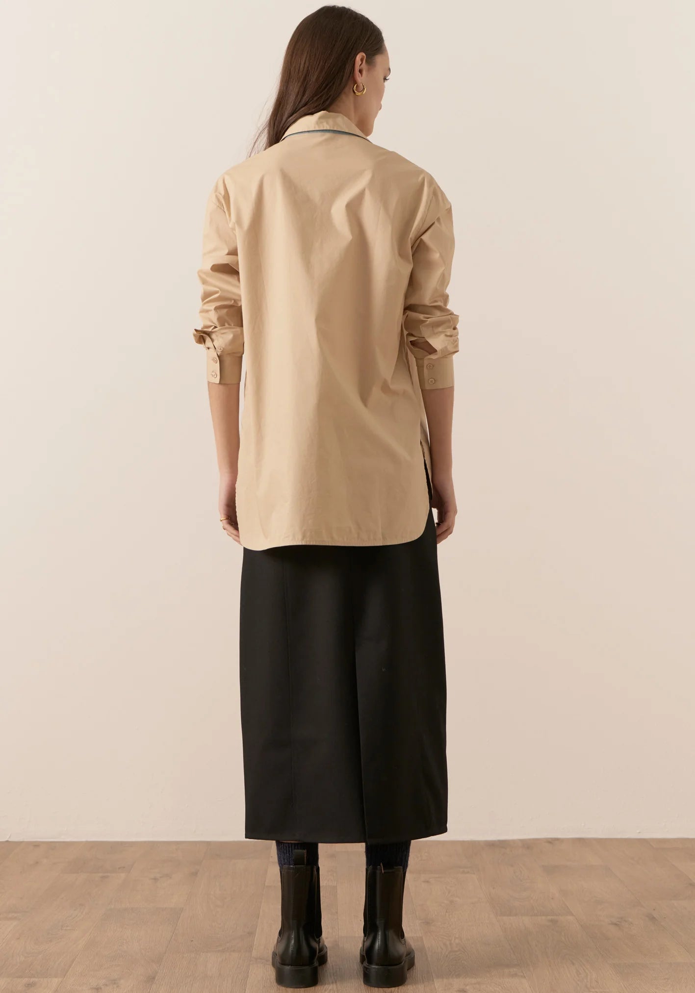 POL - Eyre Contrast Cuff Shirt - Camel Mist