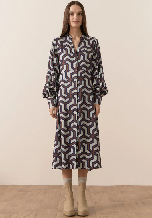 Pol Clothing Kendall Shirt Dress, Kendall Print, Front Angle