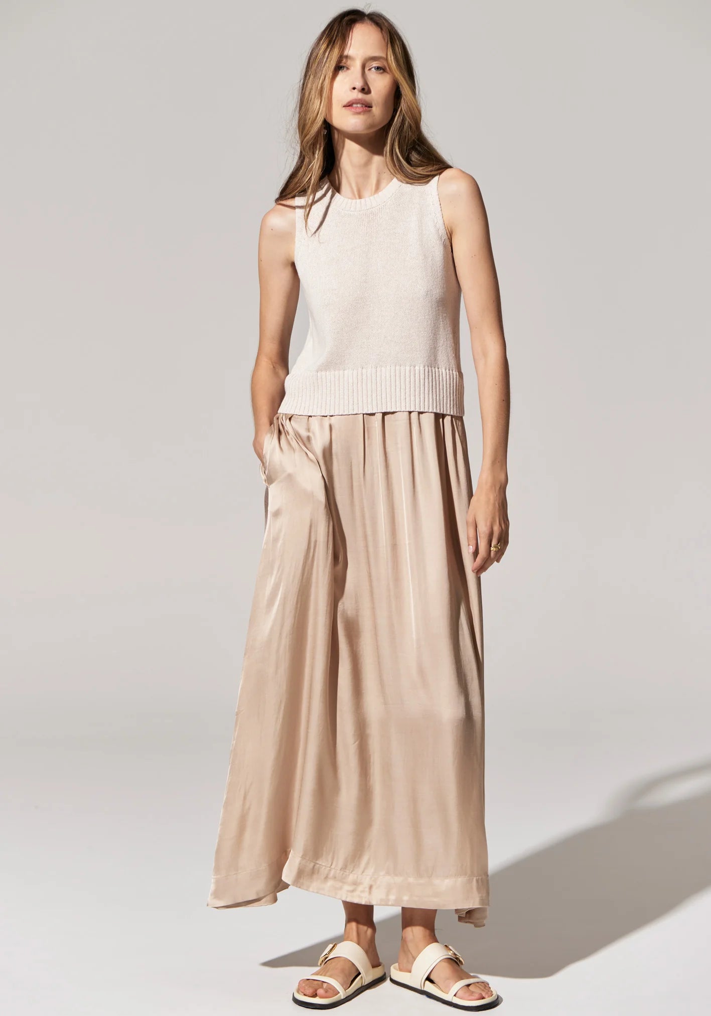 Pol Clothing - Estel Knit Tank Dress - Pebble