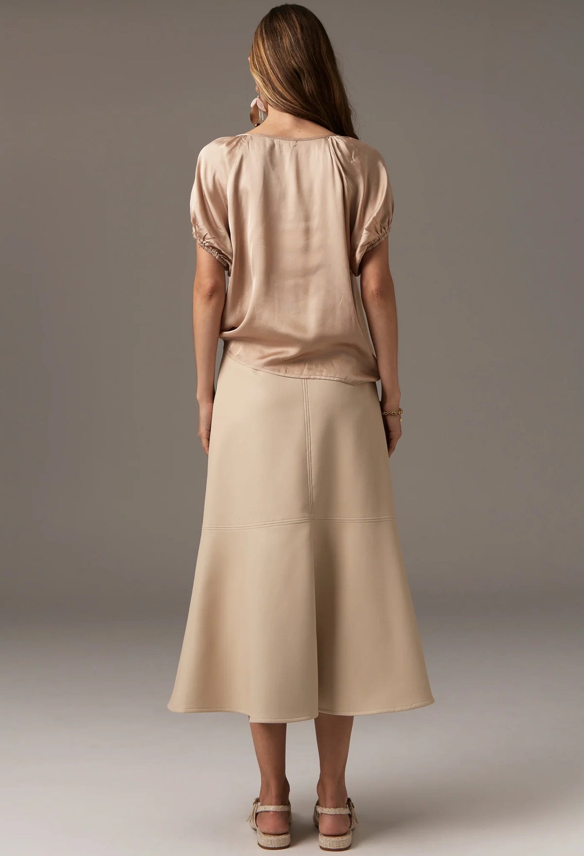 50% OFF - Pol Clothing - Ollie Faux Leather Skirt - Pebble