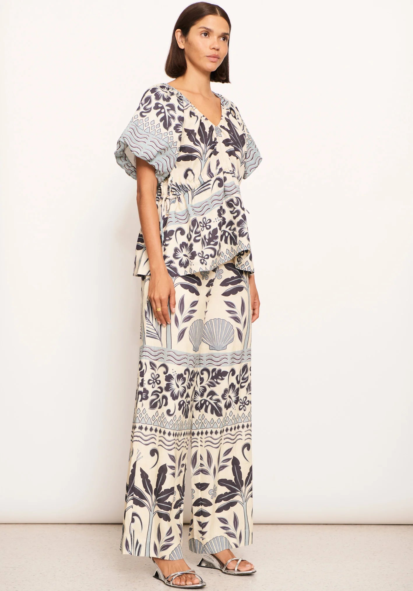 Pol Clothing - Paradise Linen Pant - Paradise Palm Print