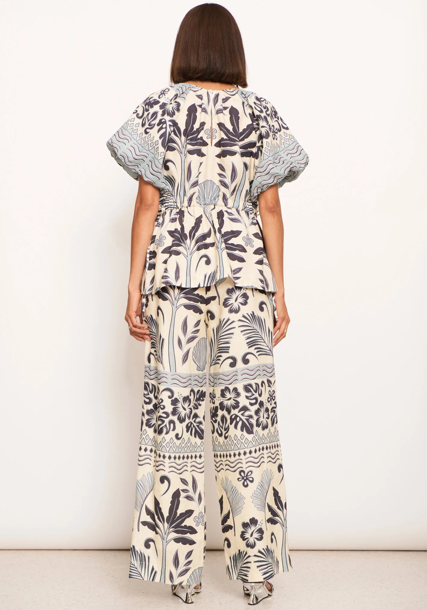 Pol Clothing - Paradise Linen Pant - Paradise Palm Print
