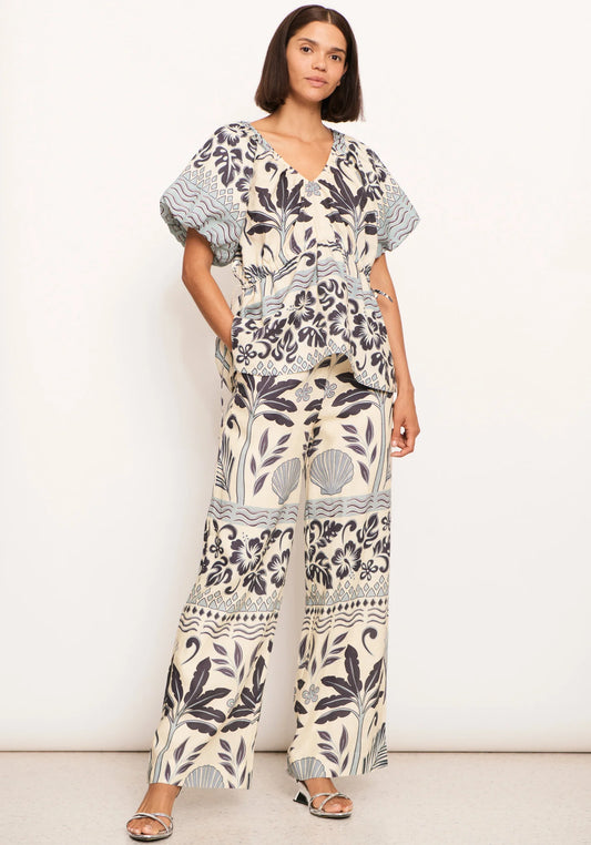 Pol Clothing - Paradise Tie Top - Paradise Palm Print