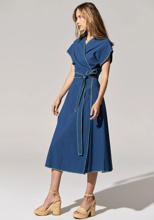 Pol Clothing - Ava Wrap Dress - Blue Green