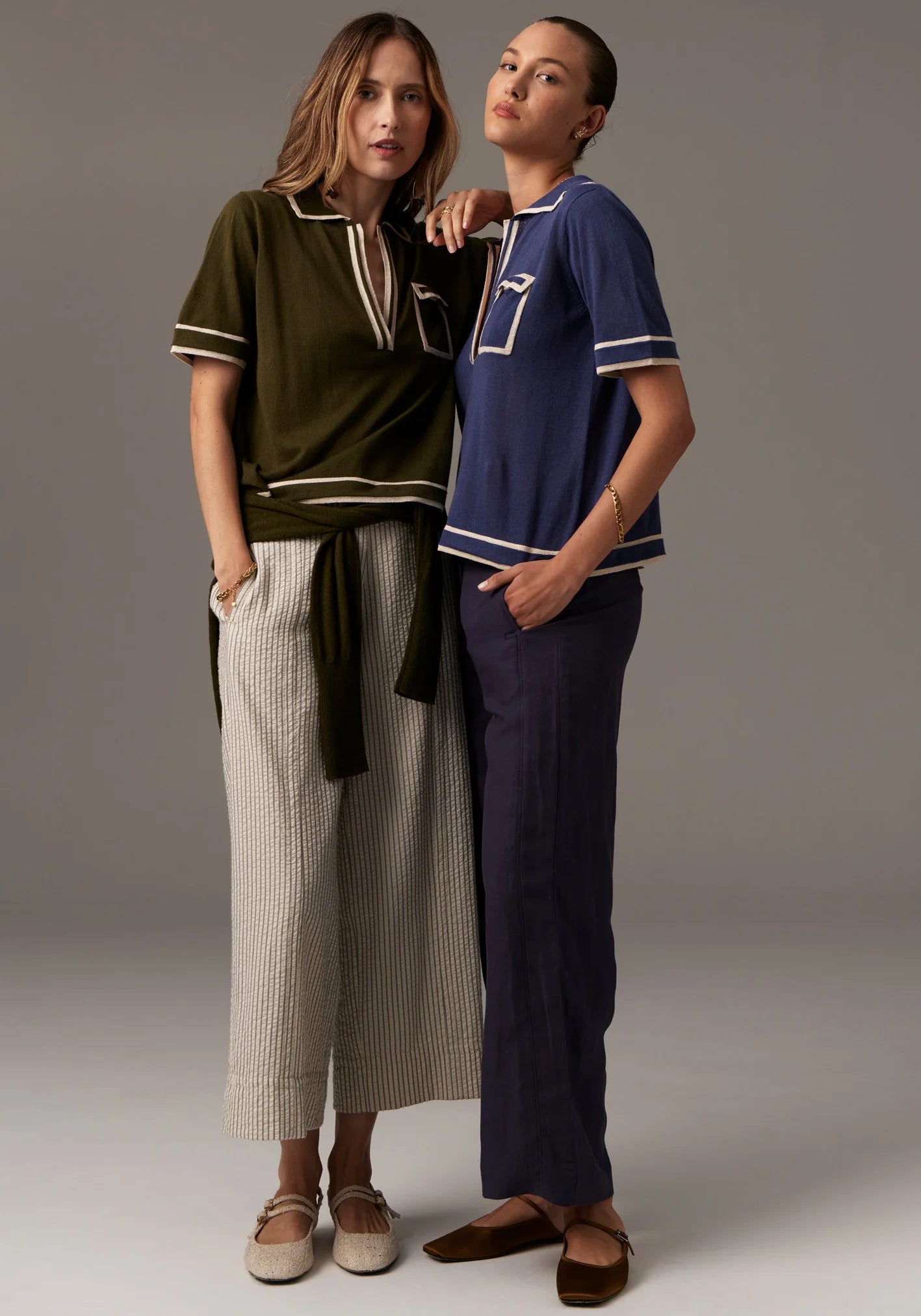 Pol Clothing - Sela Knit Polo - Khaki / Gold