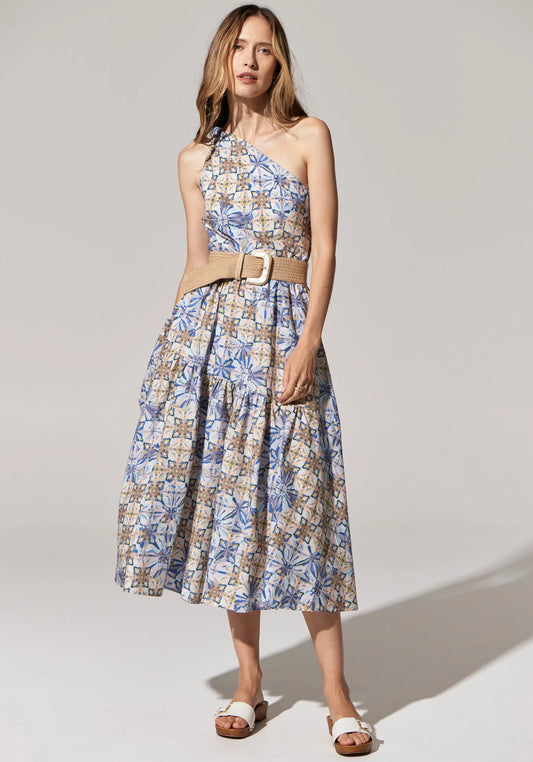 Pol Clothing - Celeste One Shoulder Dress - Celeste Print