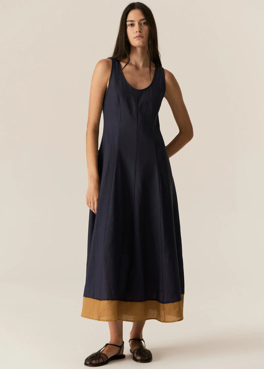 Pol Clothing - Speck Contrast Dress - Ink Ginger