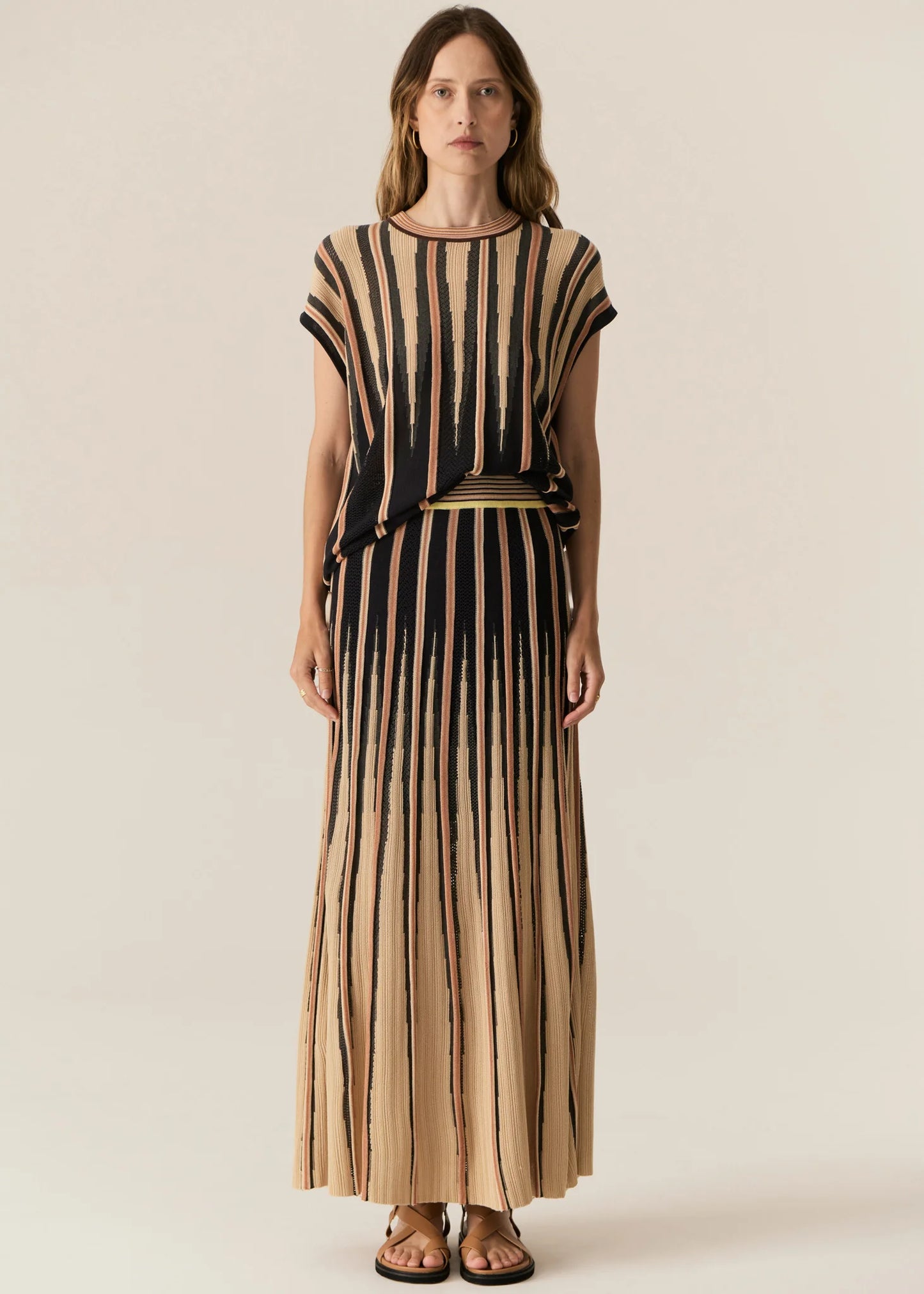 Pol Clothing - Tedd Knit Skirt - Ink Camel