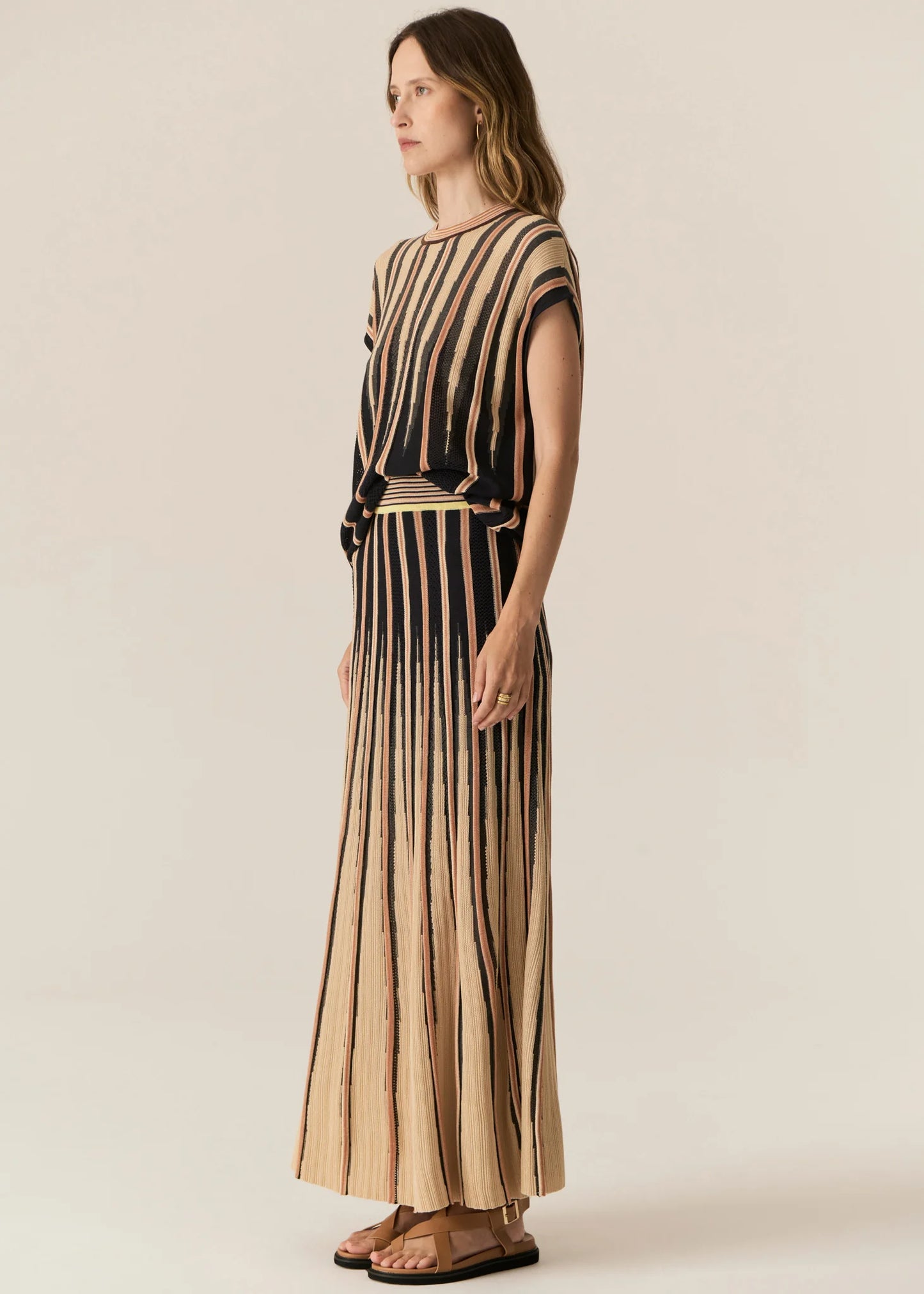 Pol Clothing - Tedd Knit Skirt - Ink Camel