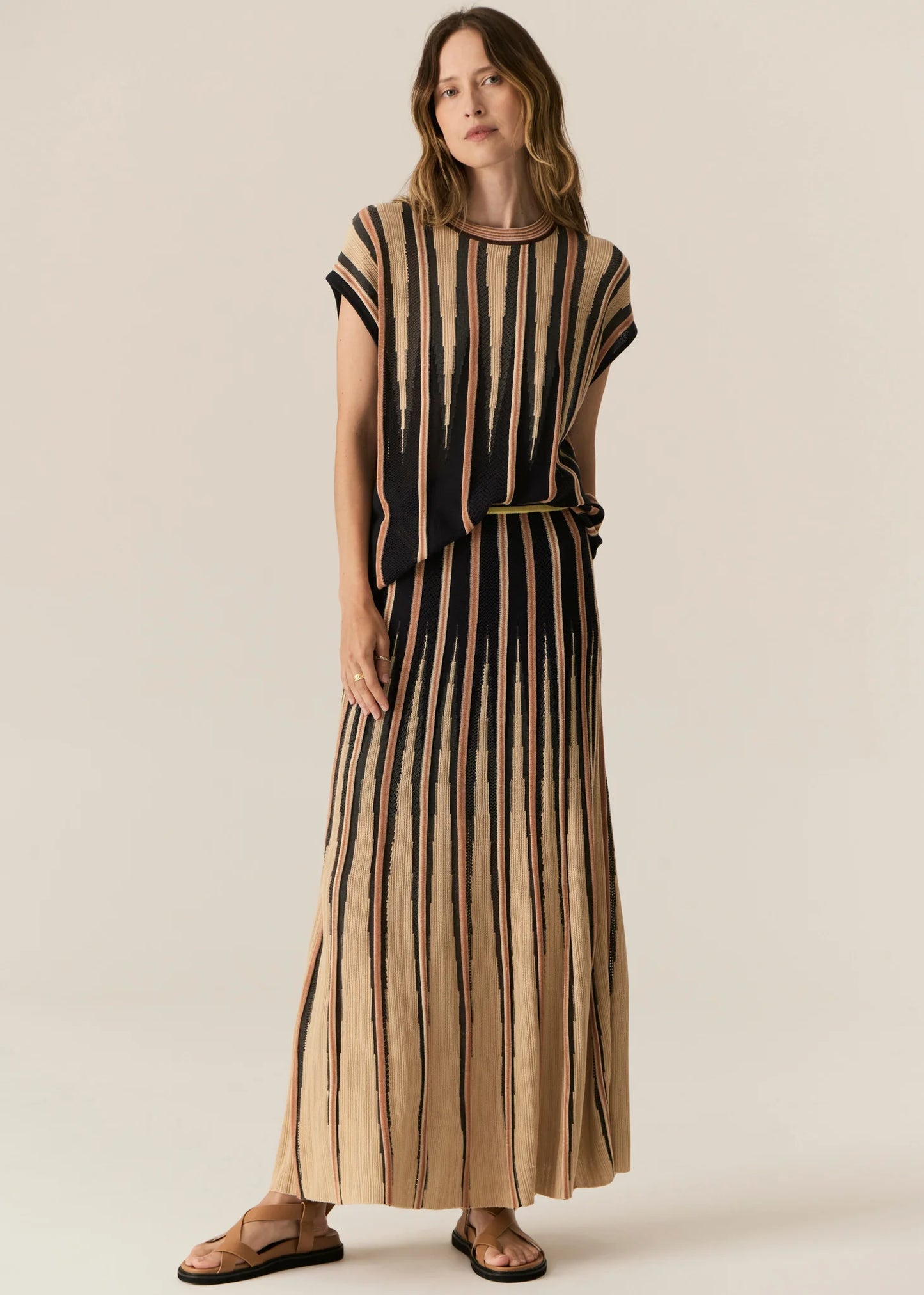 Pol Clothing - Tedd Knit Skirt - Ink Camel