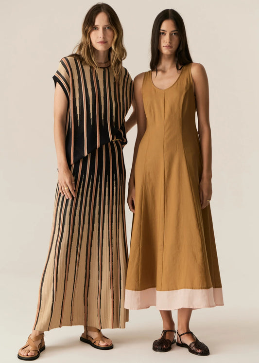 Pol Clothing - Tedd Knit Skirt - Ink Camel