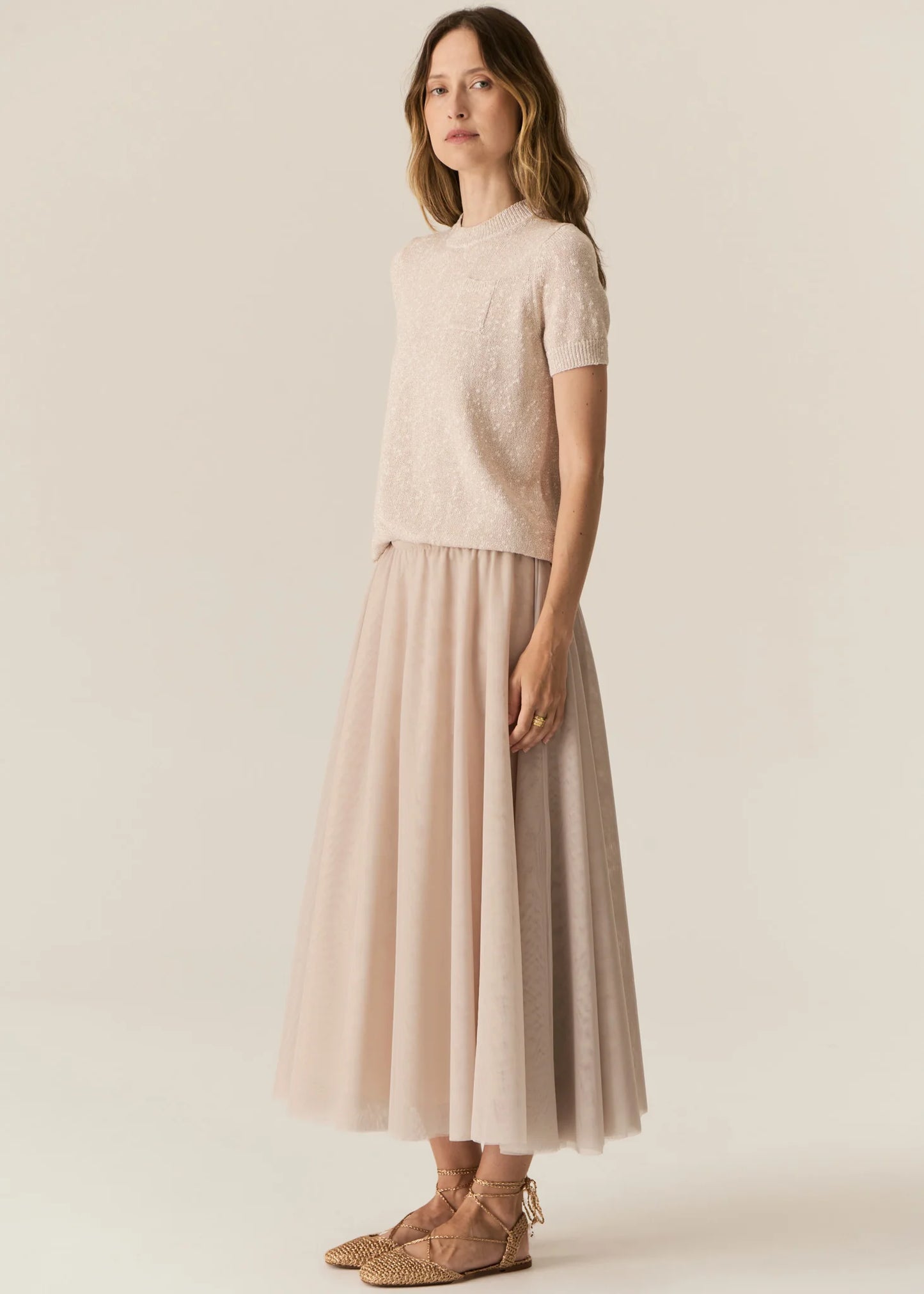 Pol Clothing - Pax Lurex Tee - Pink
