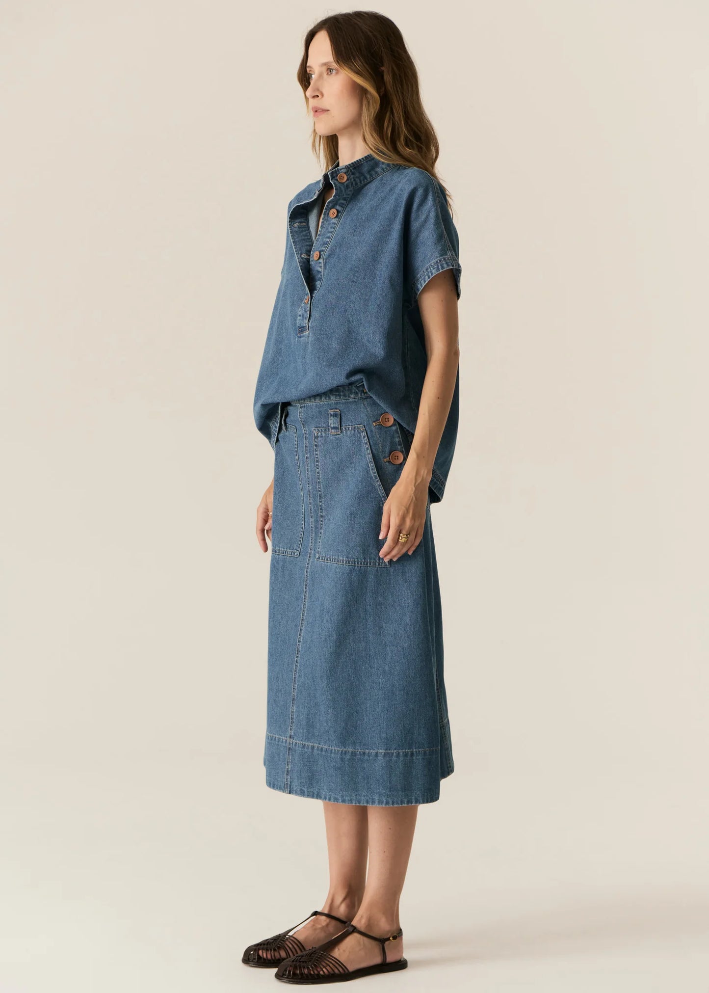 Pol Clothing - Carsen Denim Skirt - Dark Wash