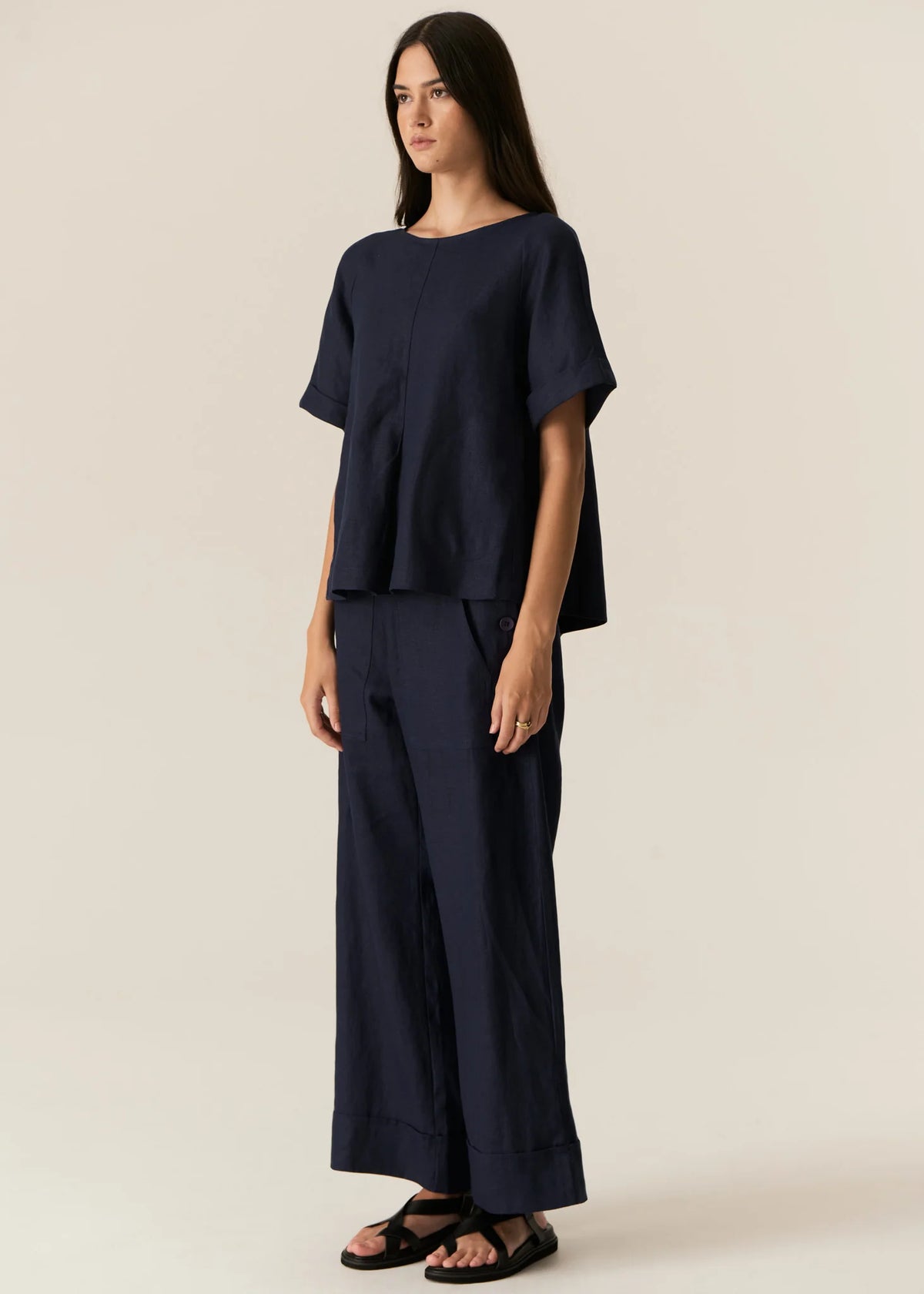 30% OFF - Pol Clothing - Saga Button Pant - Ink