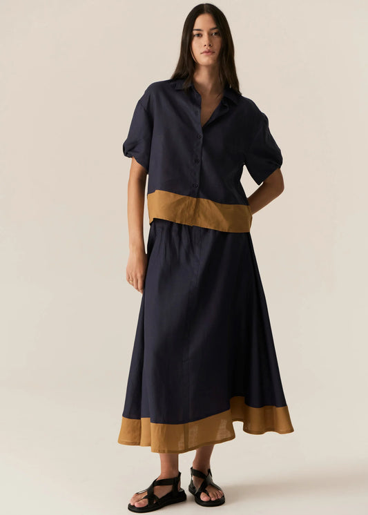 Pol Clothing - Speck Contrast Skirt - Ink Ginger