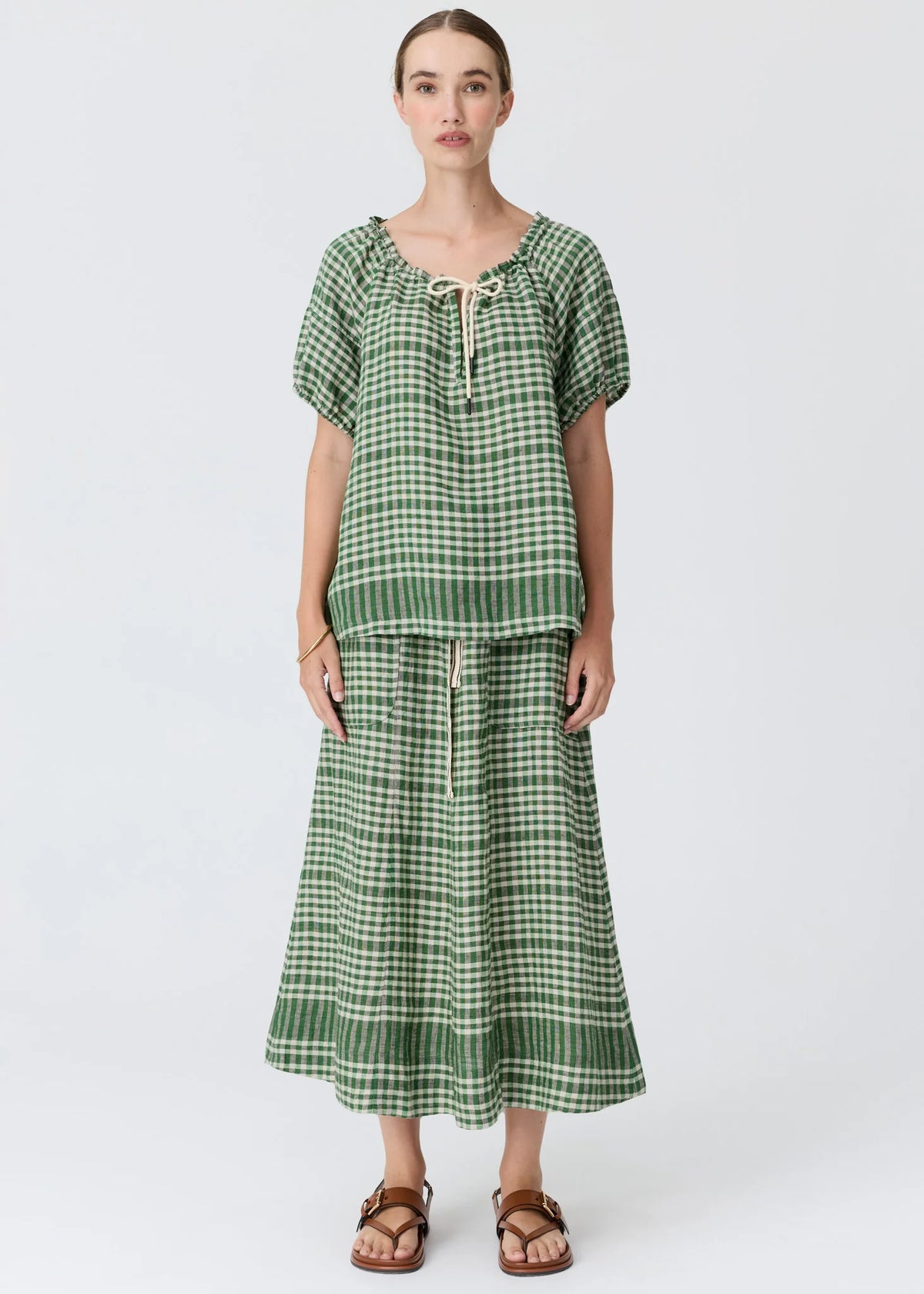 Pol Clothing - Lume Tie Top - Gingham