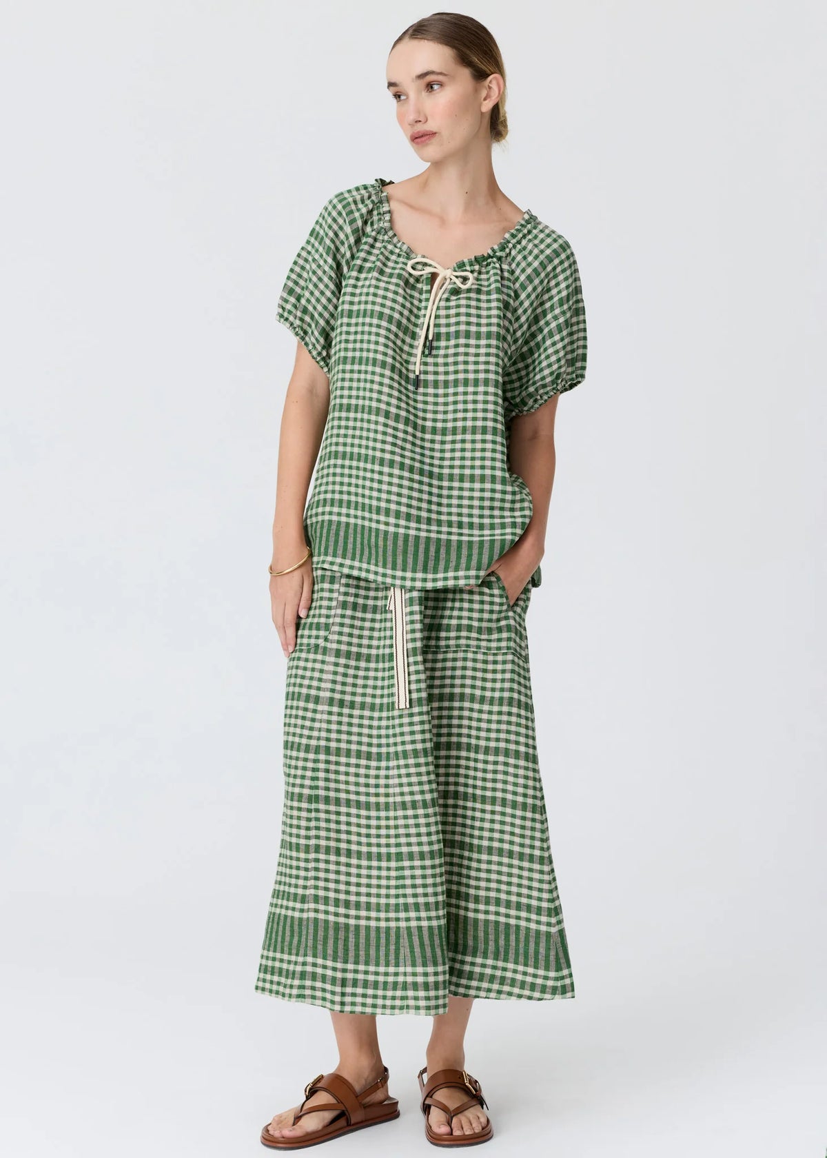 Pol Clothing - Lume Tie Top - Gingham