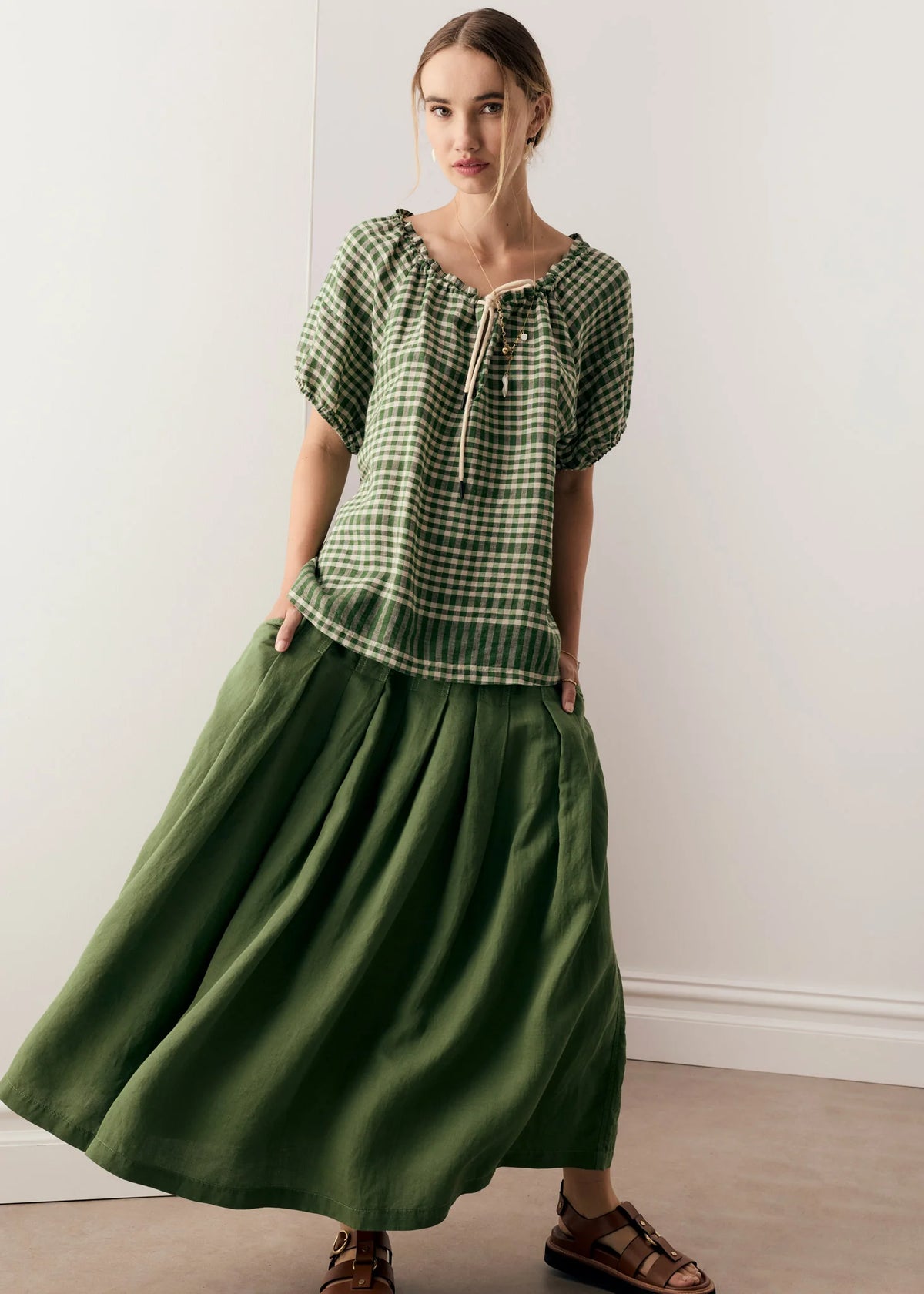 Pol Clothing - Lume Tie Top - Gingham