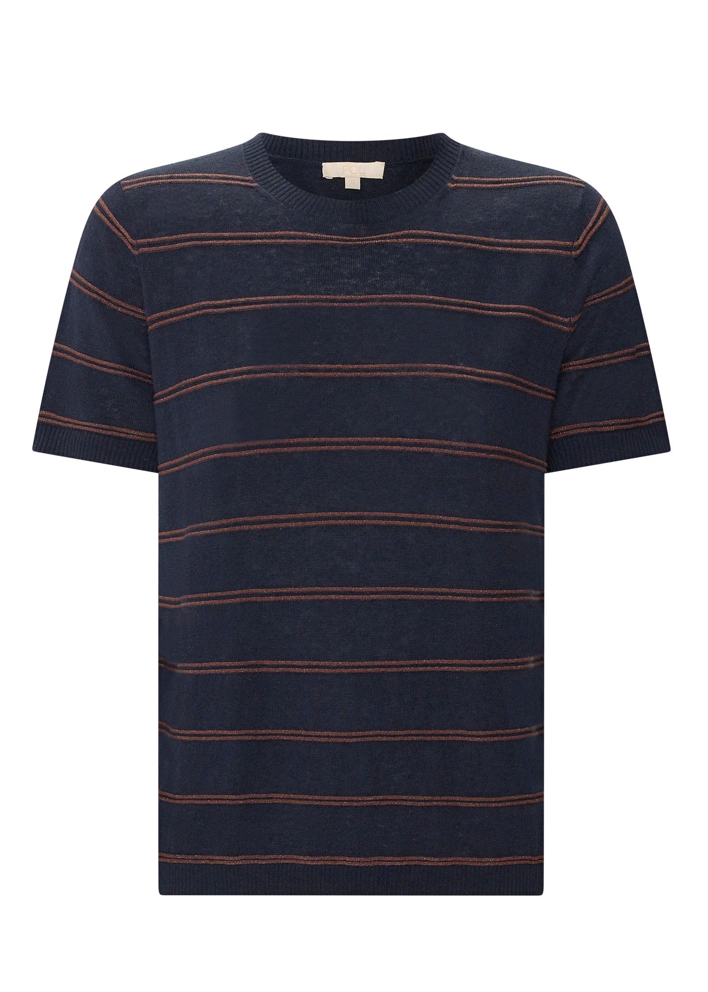 Pol Clothing - Sable Stripe Knit Tee - Ink Choc