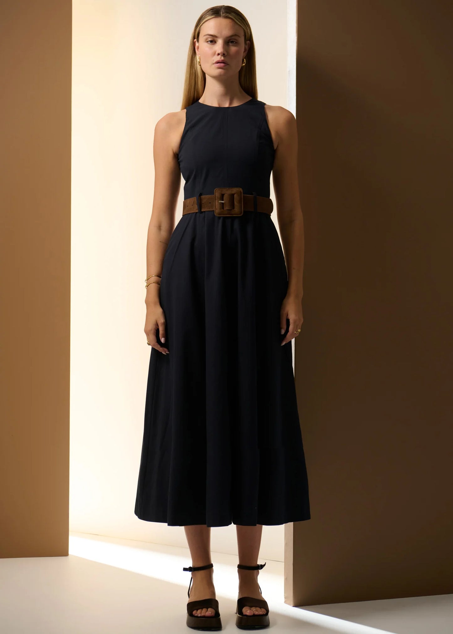 Pol Clothing - Odette Belted Dress - Ink
