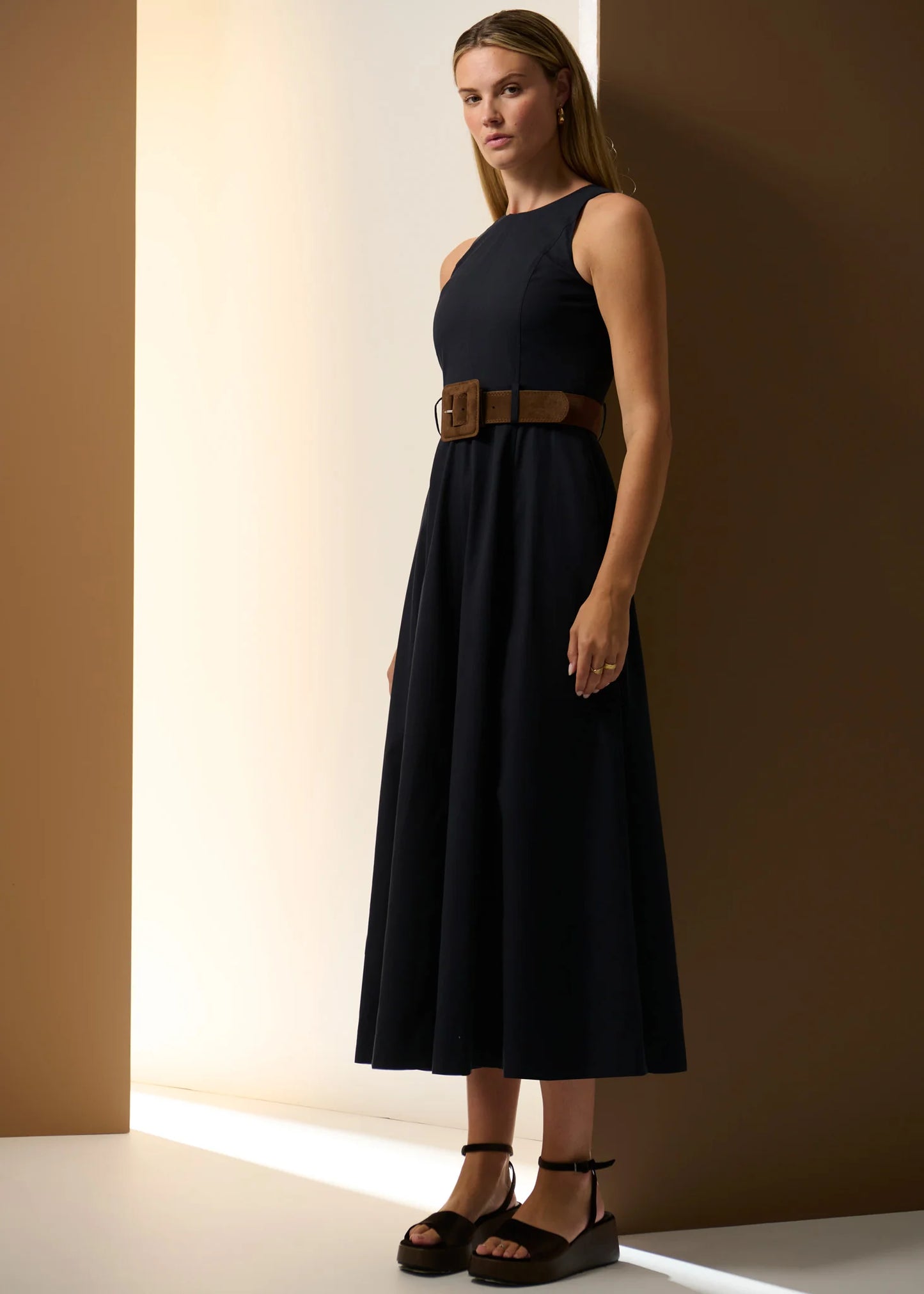 Pol Clothing - Odette Belted Dress - Ink