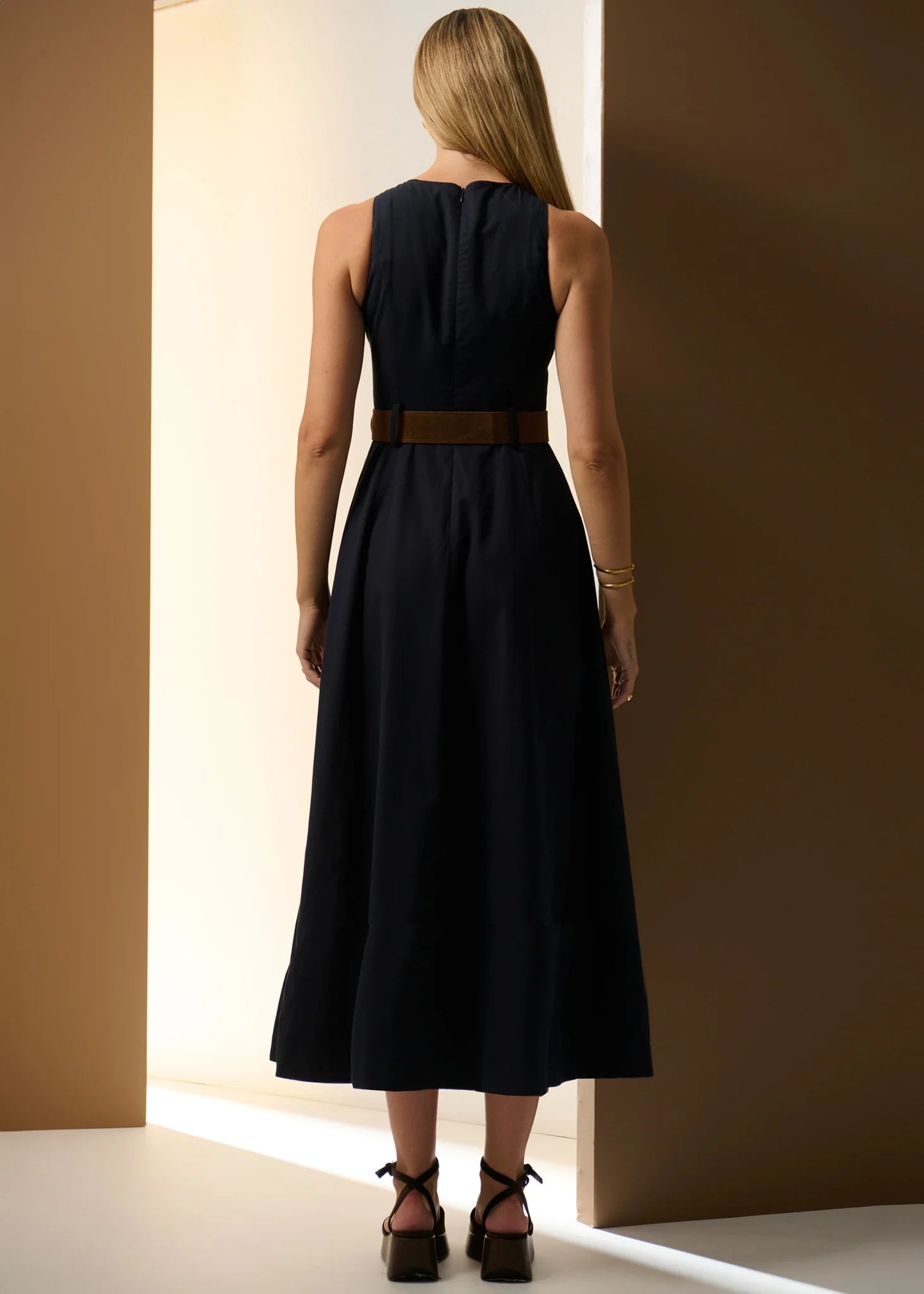 Pol Clothing - Odette Belted Dress - Ink