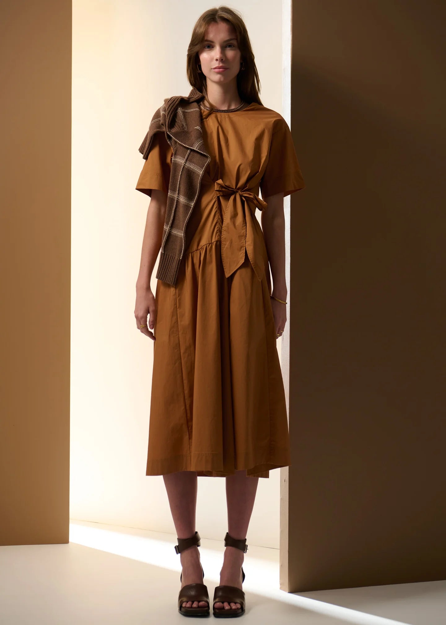 Pol Clothing - Milos Tie Dress - Toffee