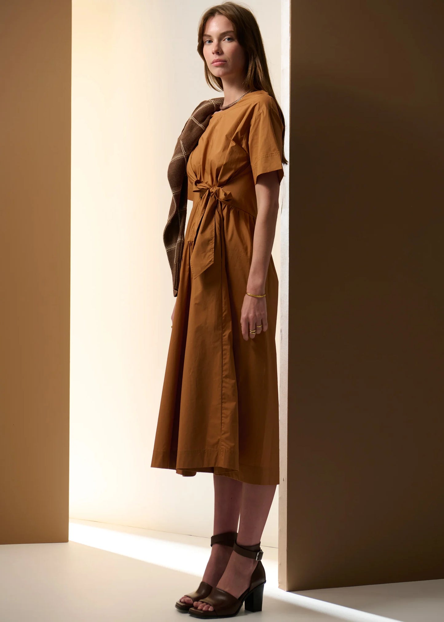 Pol Clothing - Milos Tie Dress - Toffee