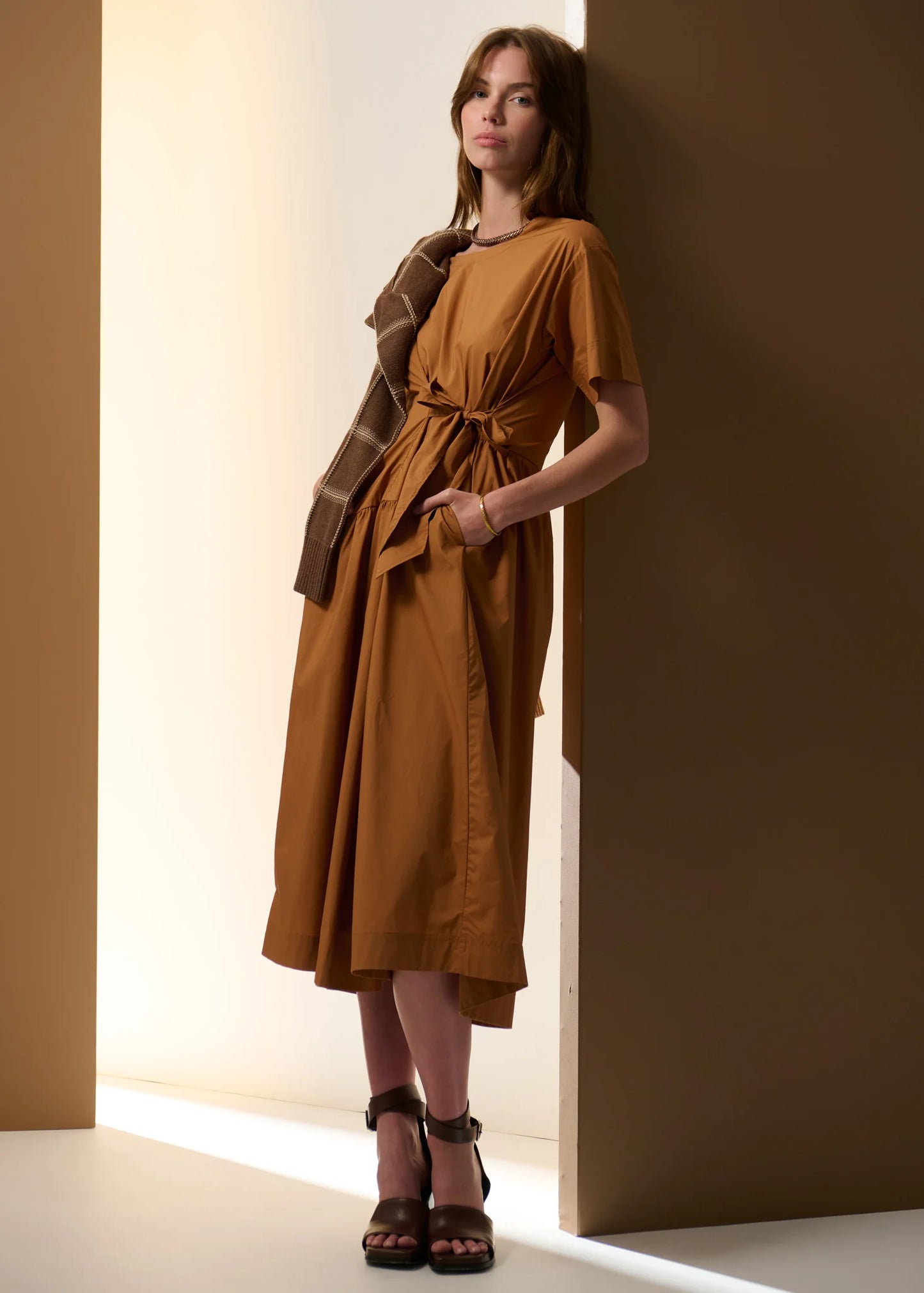 Pol Clothing - Milos Tie Dress - Toffee