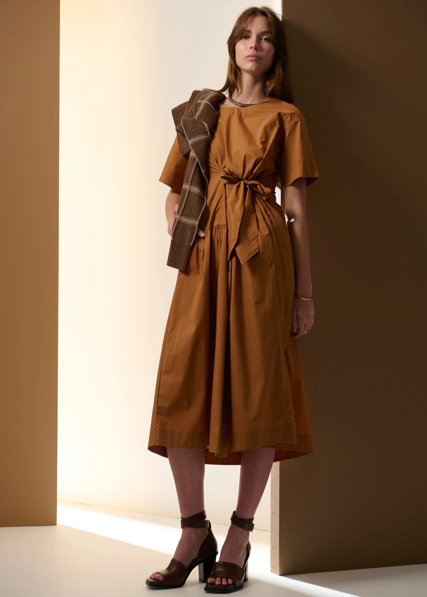 Pol Clothing - Milos Tie Dress - Toffee