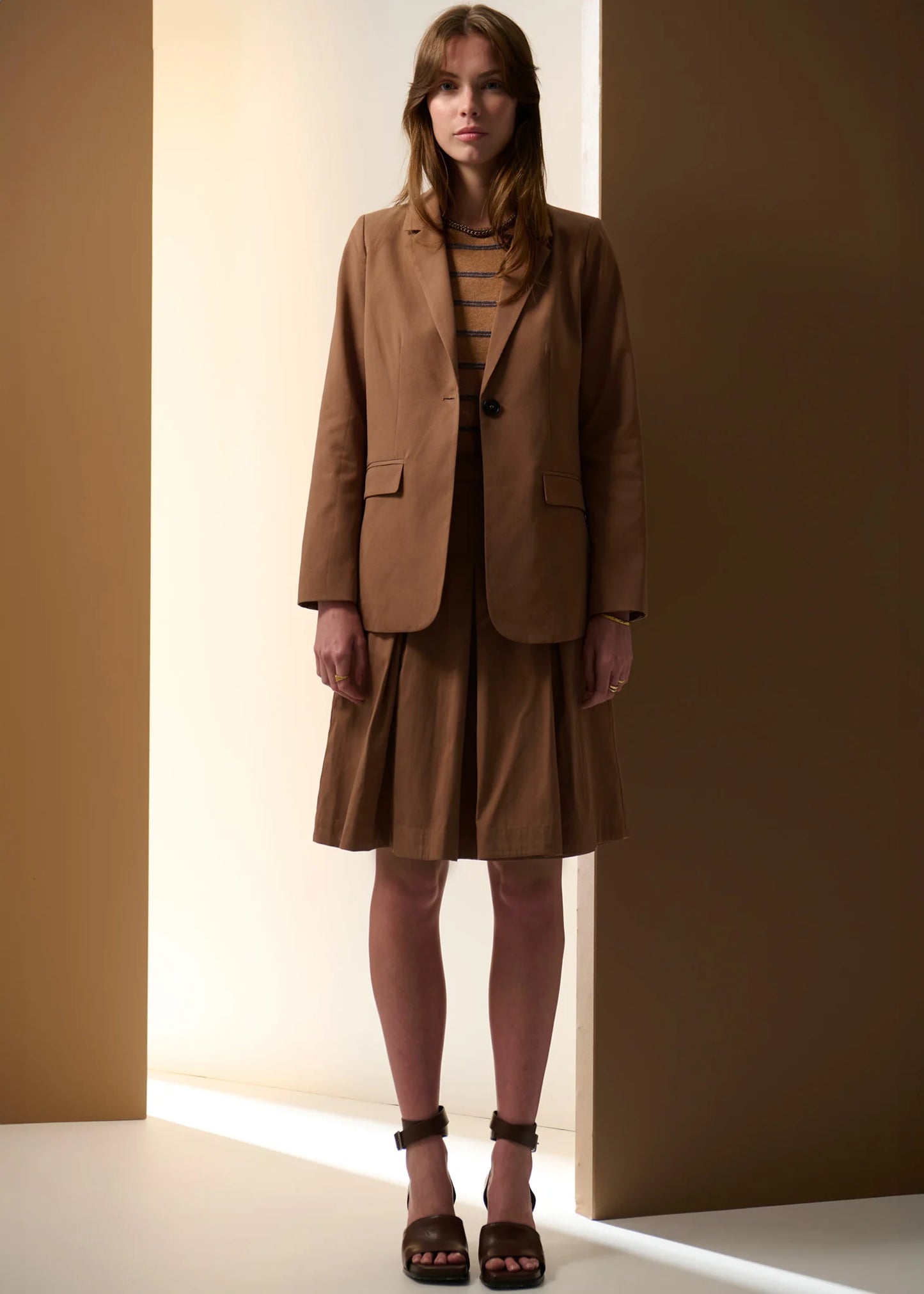 Pol Clothing - Odette Suede Trim Skirt - Chocolate