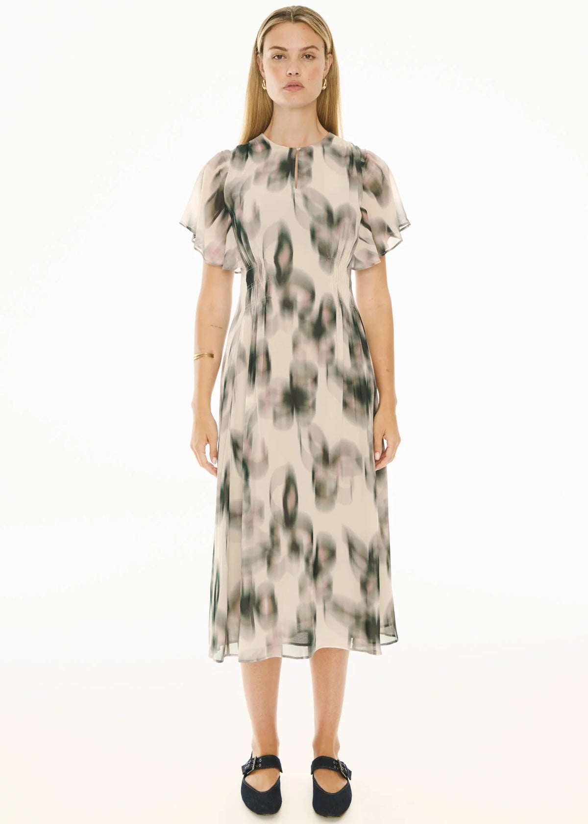 50% OFF - Pol Clothing - Elise Ruffle Dress- Elise Print