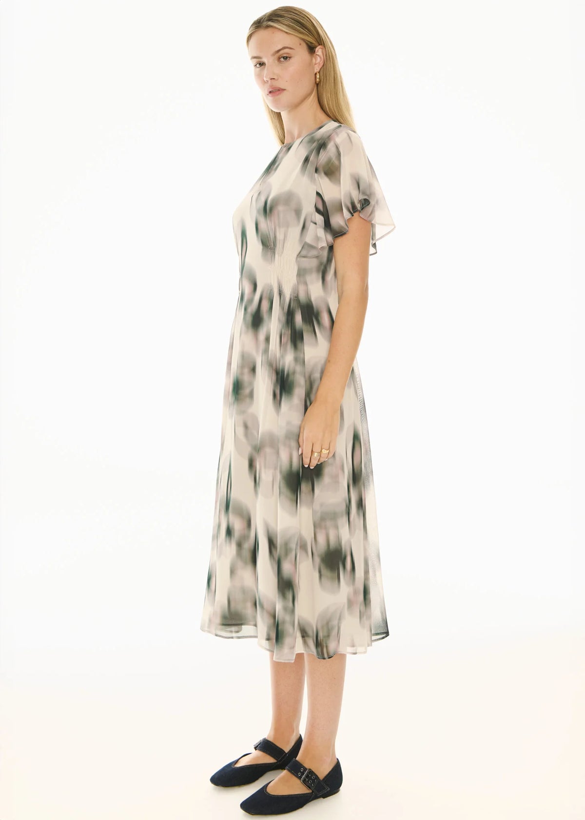 50% OFF - Pol Clothing - Elise Ruffle Dress- Elise Print