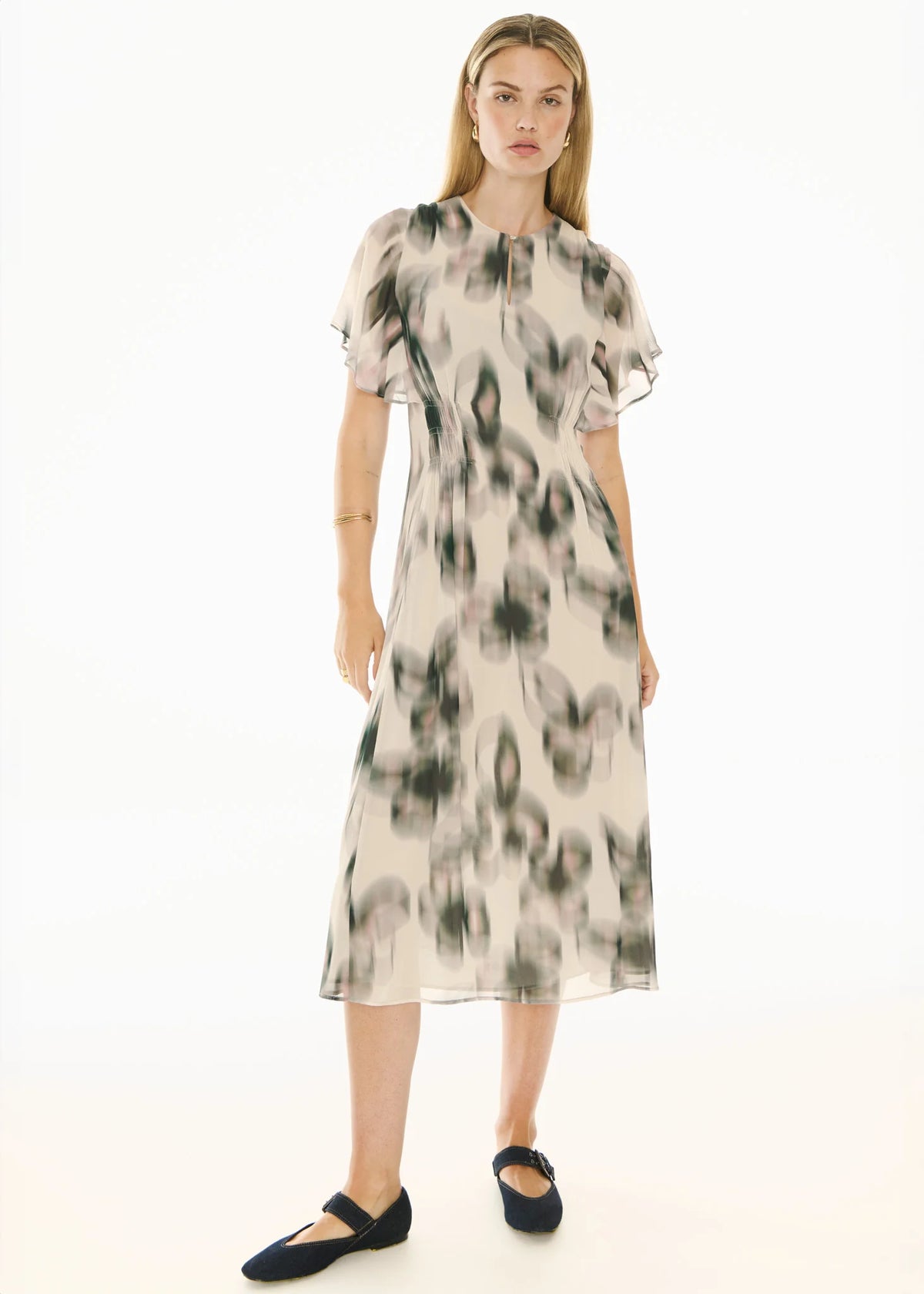 50% OFF - Pol Clothing - Elise Ruffle Dress- Elise Print