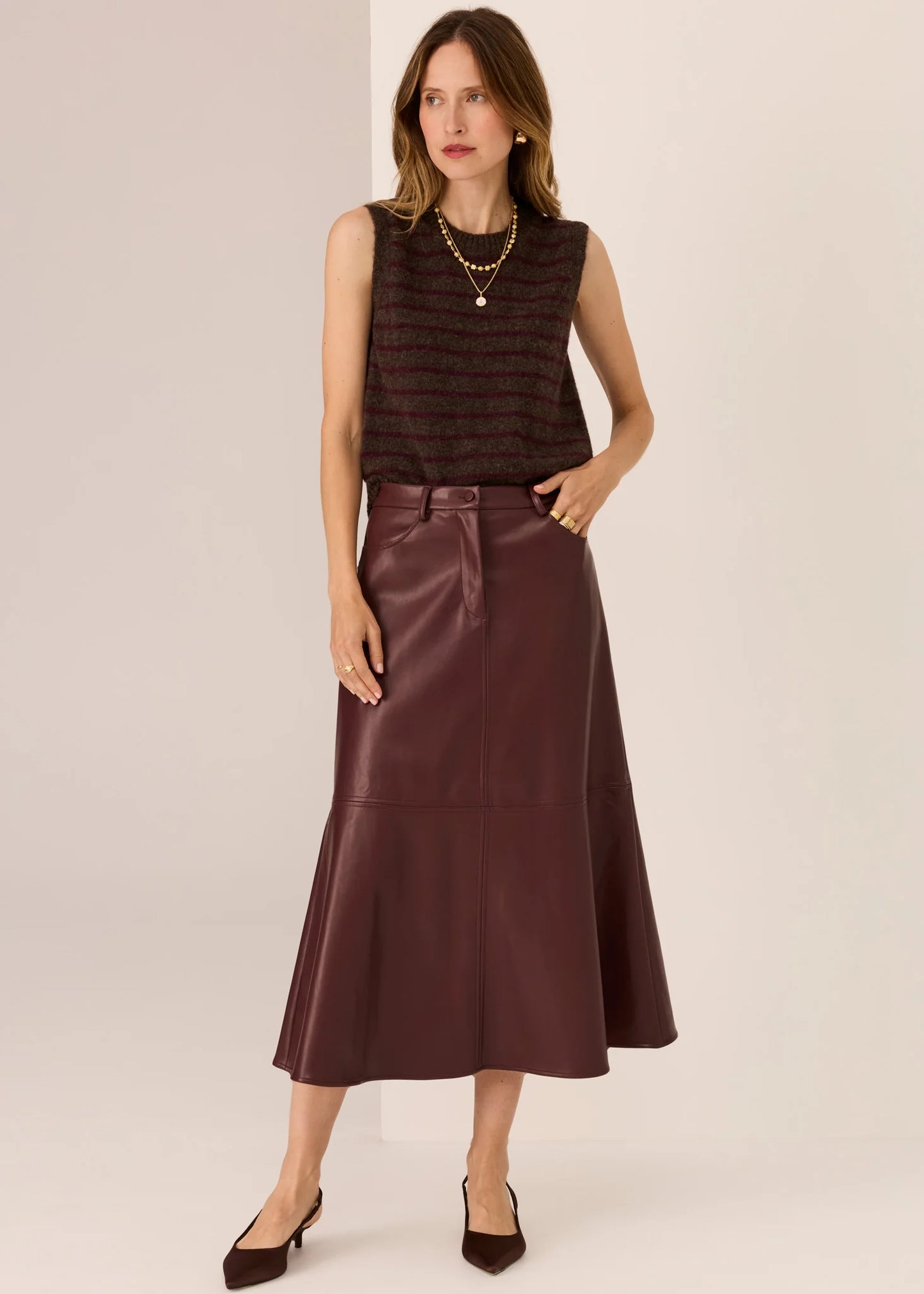 Pol Clothing -  Hugo Skirt - Merlot