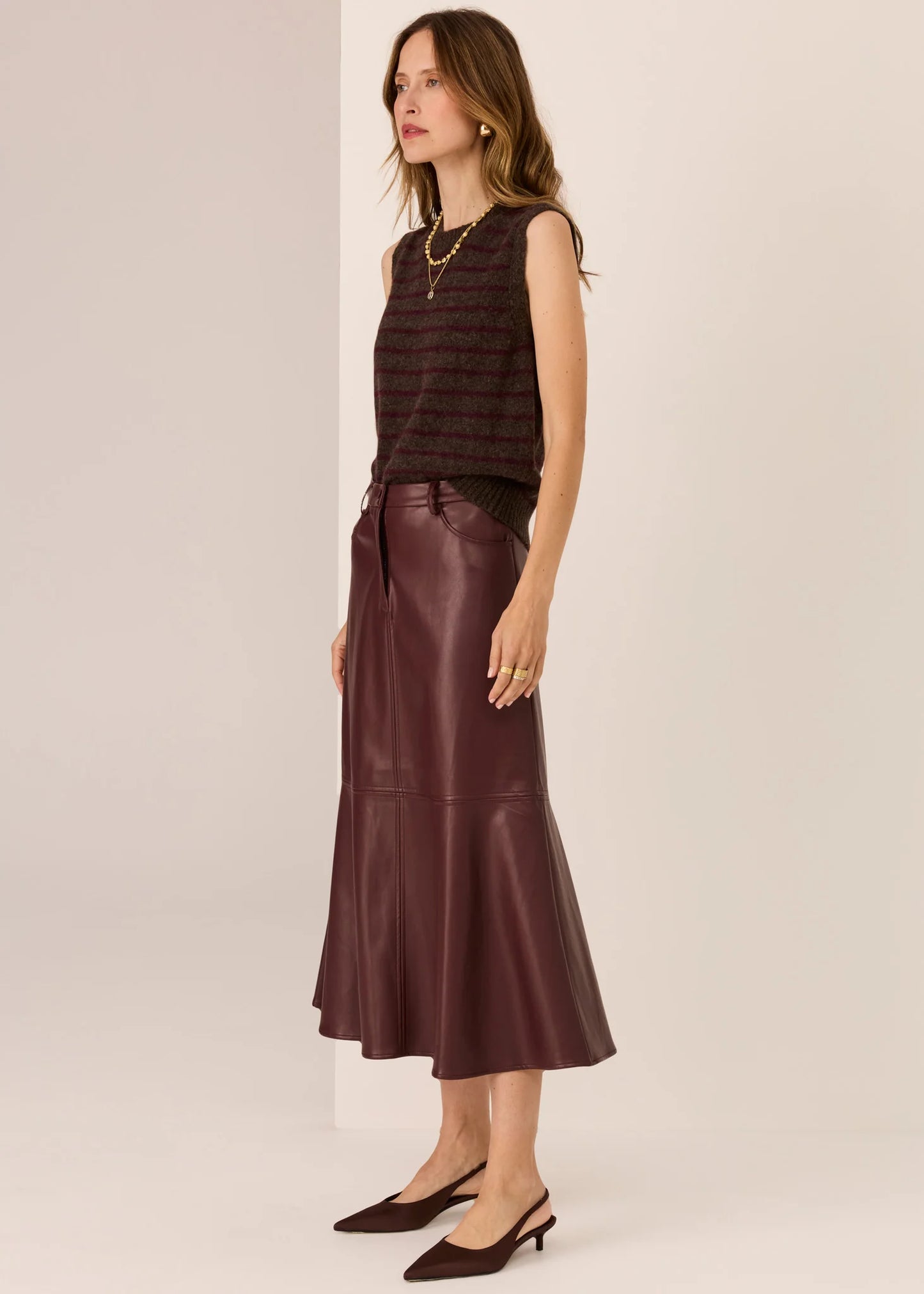 Pol Clothing -  Hugo Skirt - Merlot