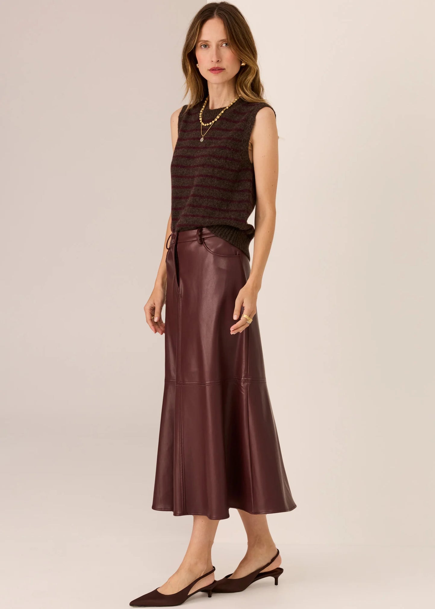 Pol Clothing -  Hugo Skirt - Merlot