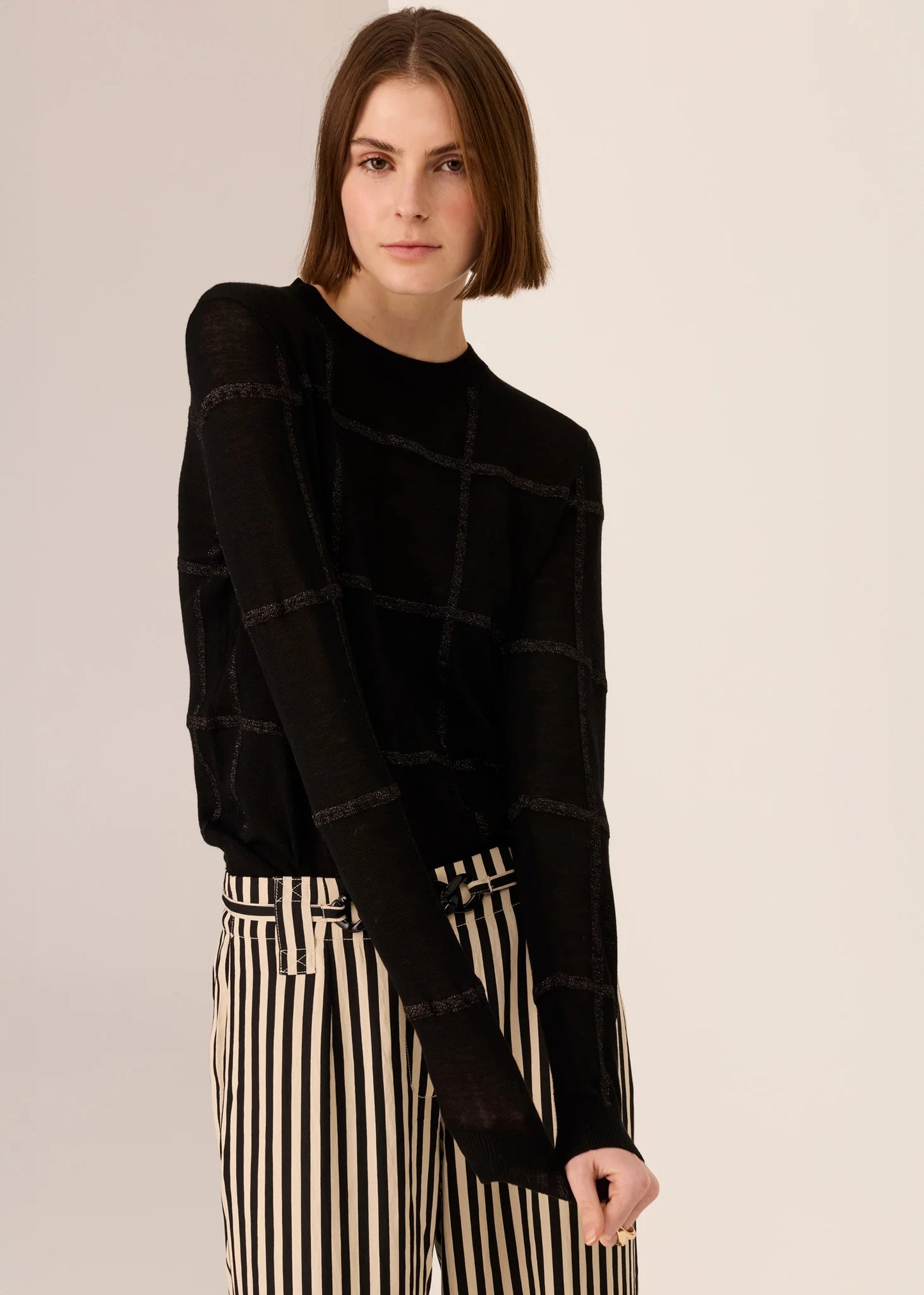 Pol Clothing - Westin Lurex Check Knit - Black