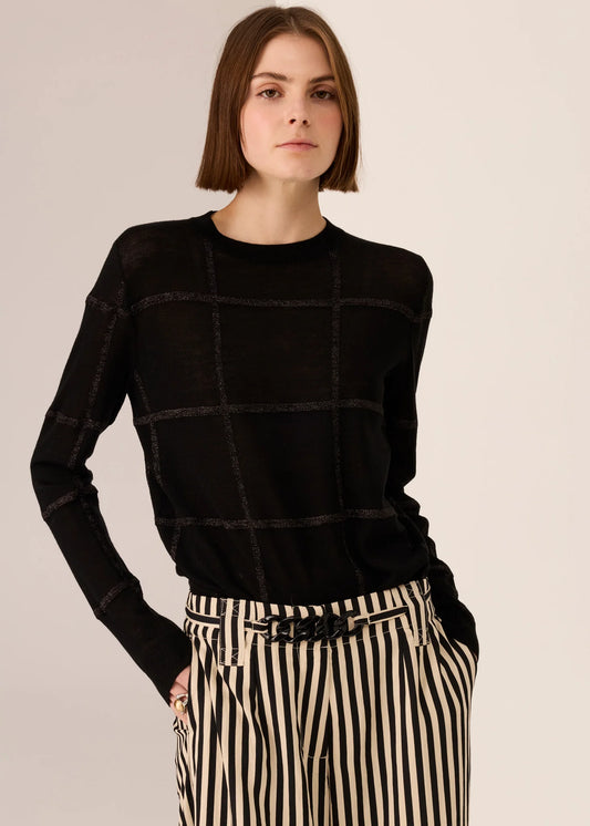 Pol Clothing - Westin Lurex Check Knit - Black