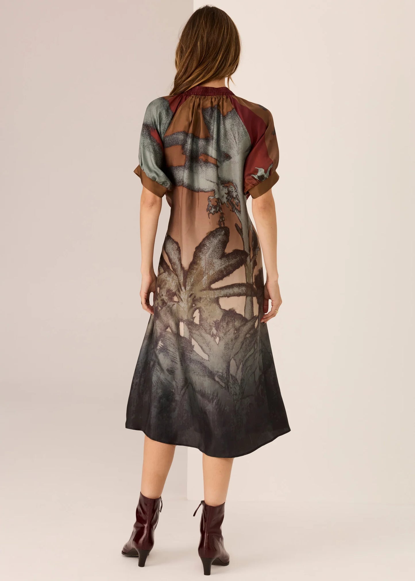 Pol Clothing - Palisades Silk Drawcord Dress - Palisades Print