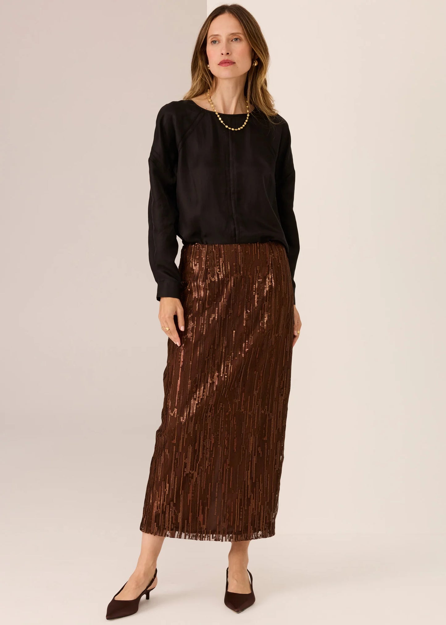 Pol Clothing - Sequence Skirt - Chocolate