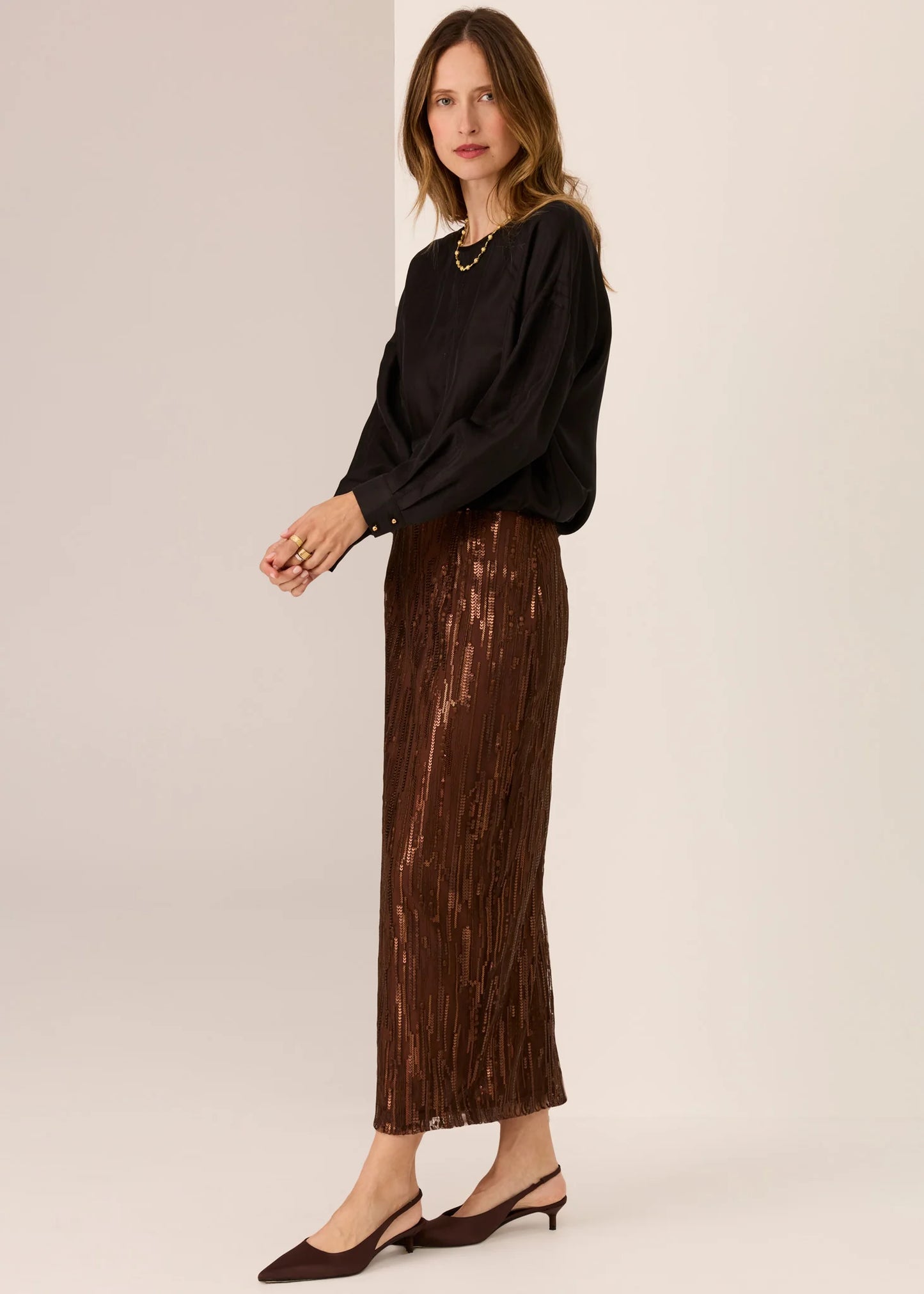 Pol Clothing - Sequence Skirt - Chocolate