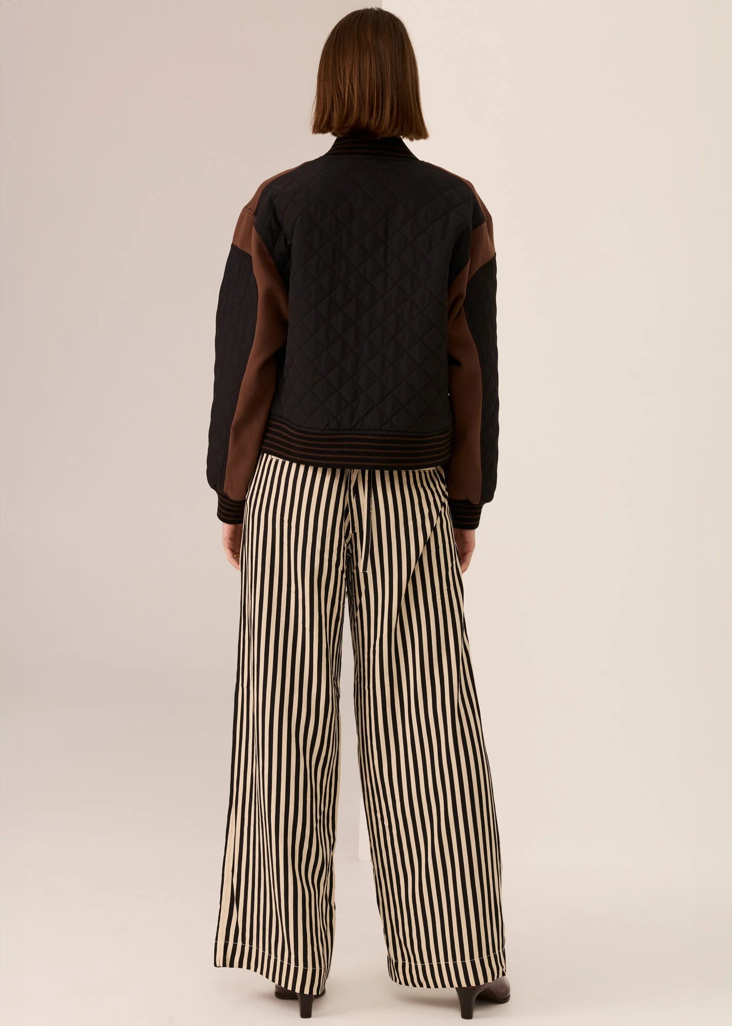 Pol Clothing - Dara Belted Pant - Ivory Black Stripe