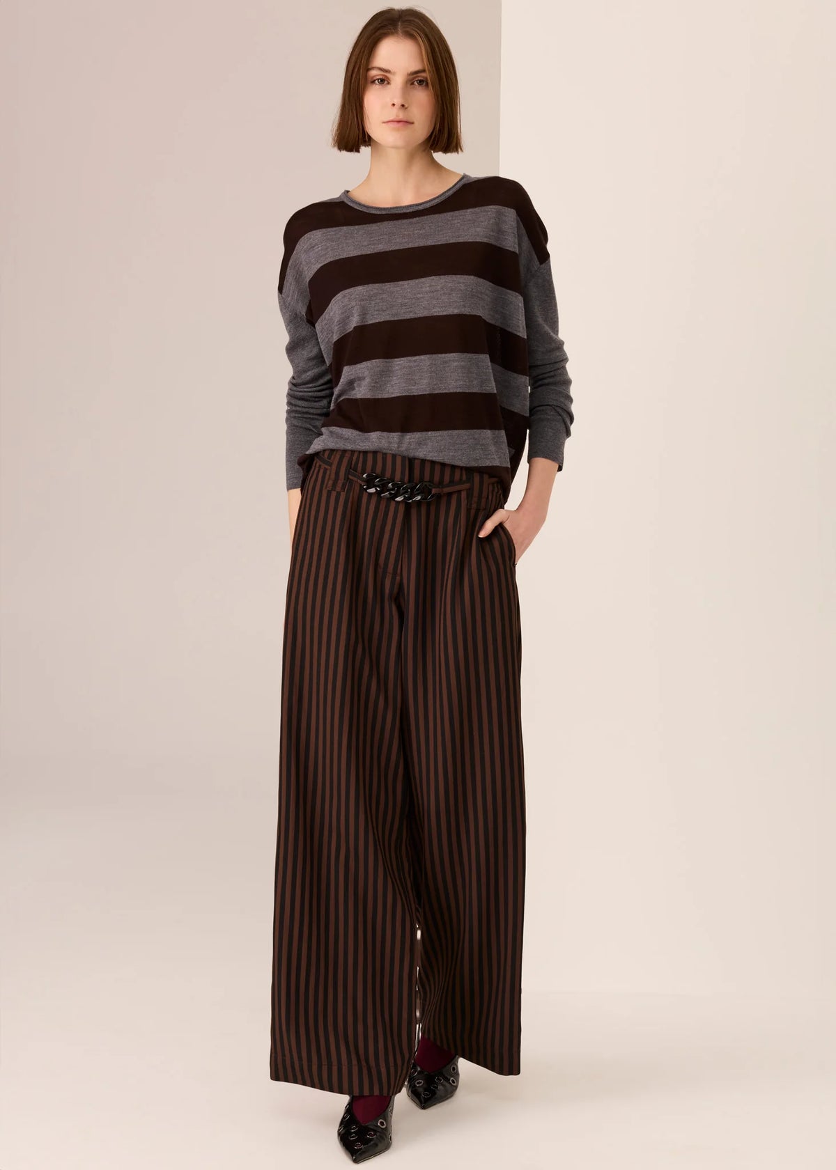 30% OFF - Pol Clothing - Dara Belted Pant - Chocolate Black