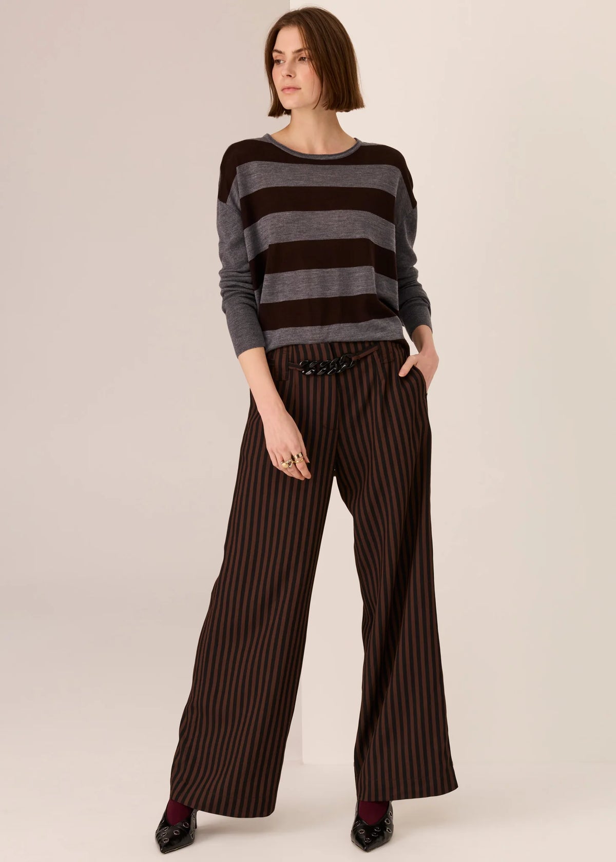 30% OFF - Pol Clothing - Dara Belted Pant - Chocolate Black