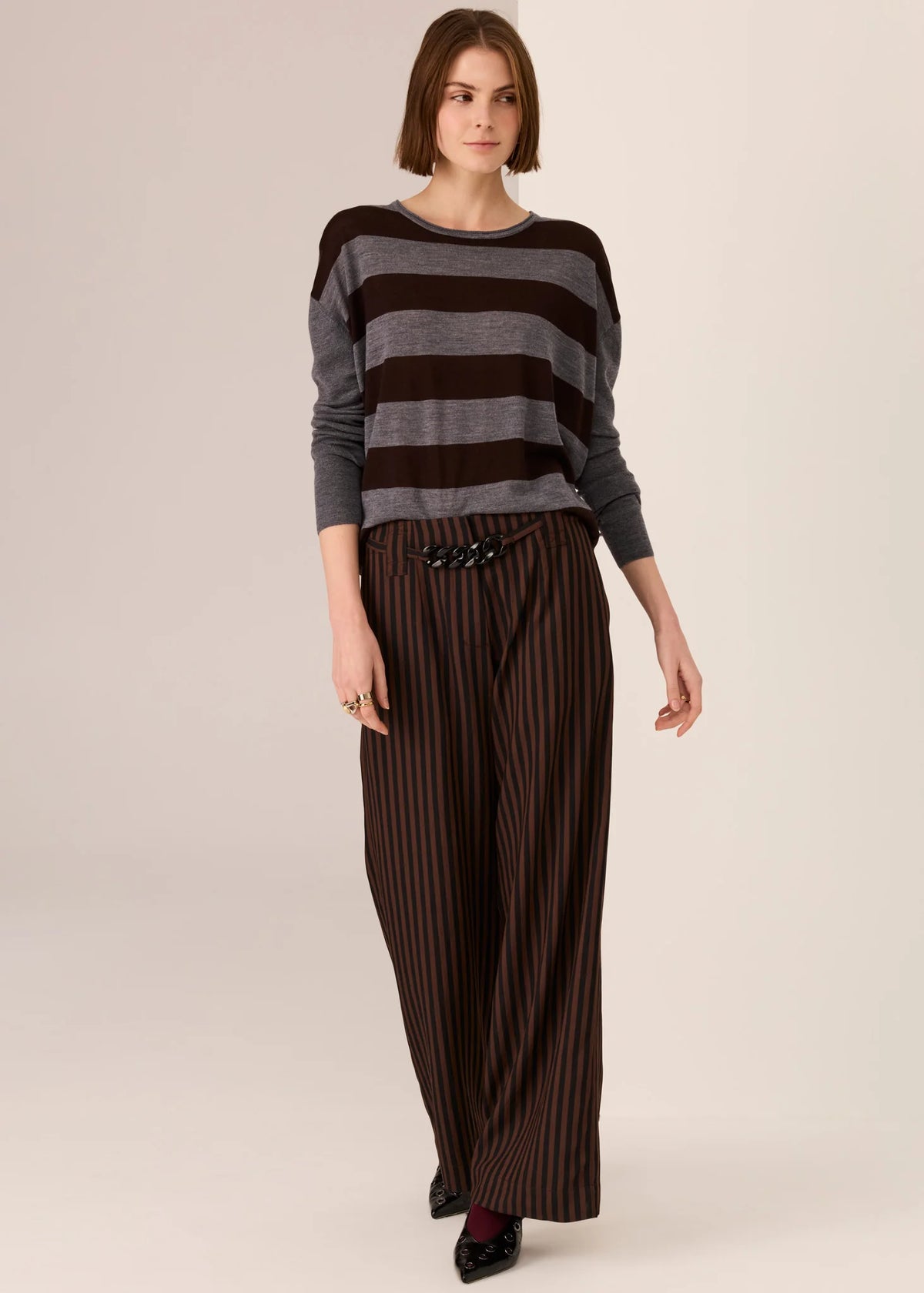 30% OFF - Pol Clothing - Dara Belted Pant - Chocolate Black